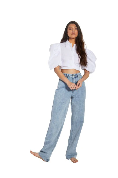 Antique Blue High-Waist Wide Leg 90s Jeans - Image 4
