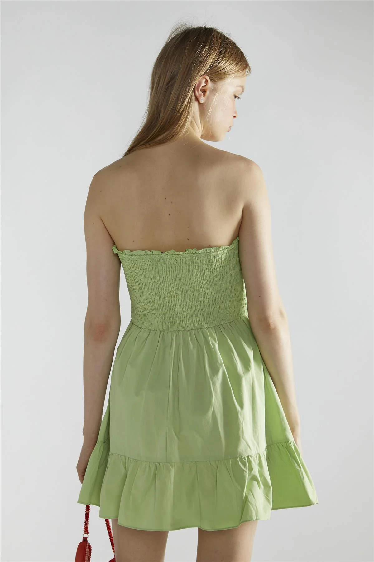 Apple-Green Sleeveless-Skater Mini-Dress - Image 2