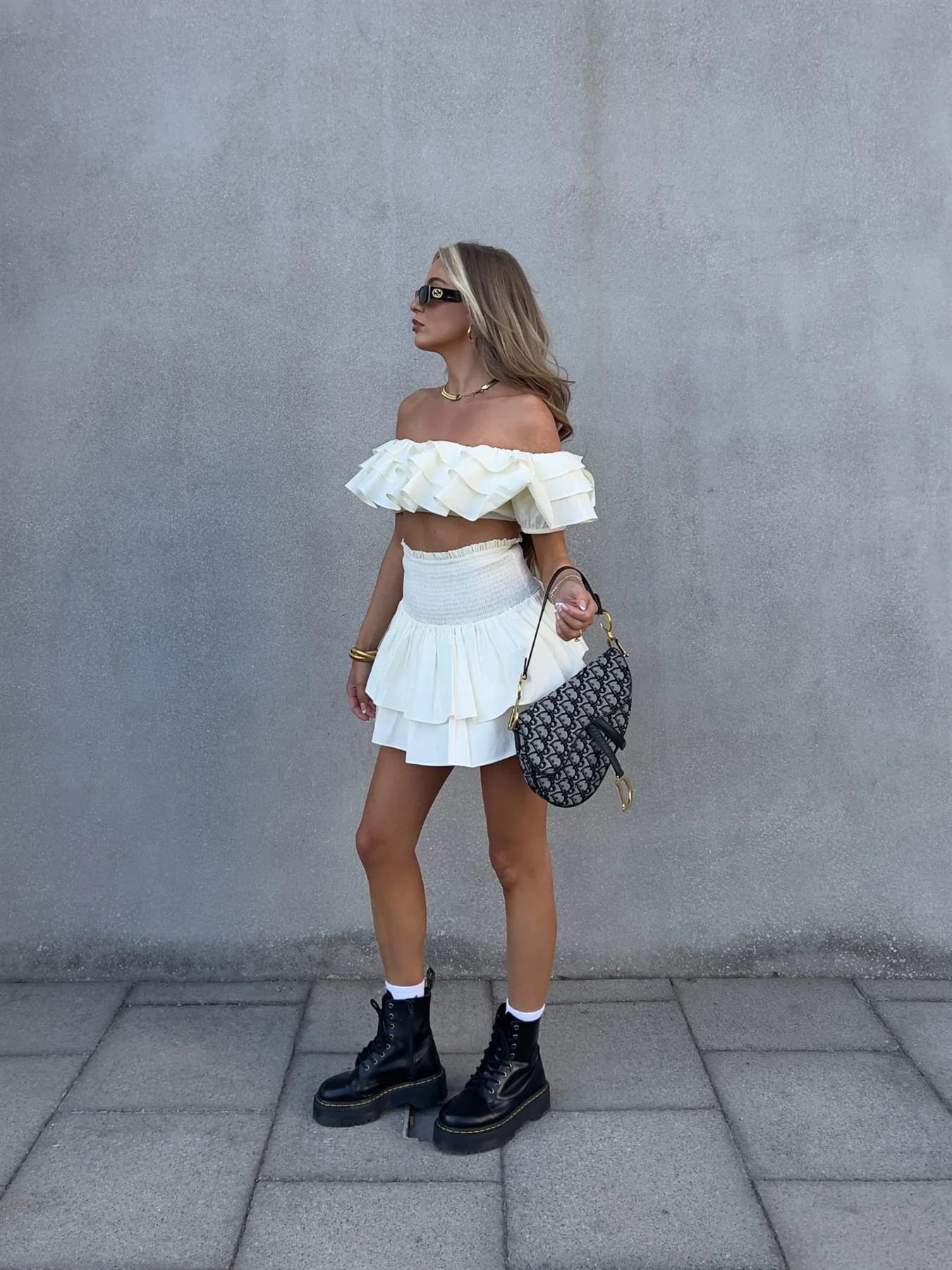Arabella Co-ord RaRa Mini Skirt -Cream - Image 4