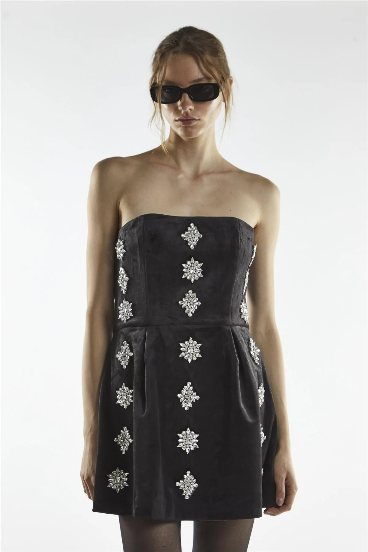 Black Bandeau Embellishment Mini-Dress - Image 4