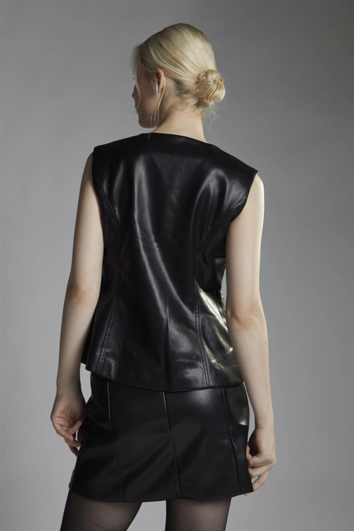 Black Faux-Leather Mini-Skirt - Image 2