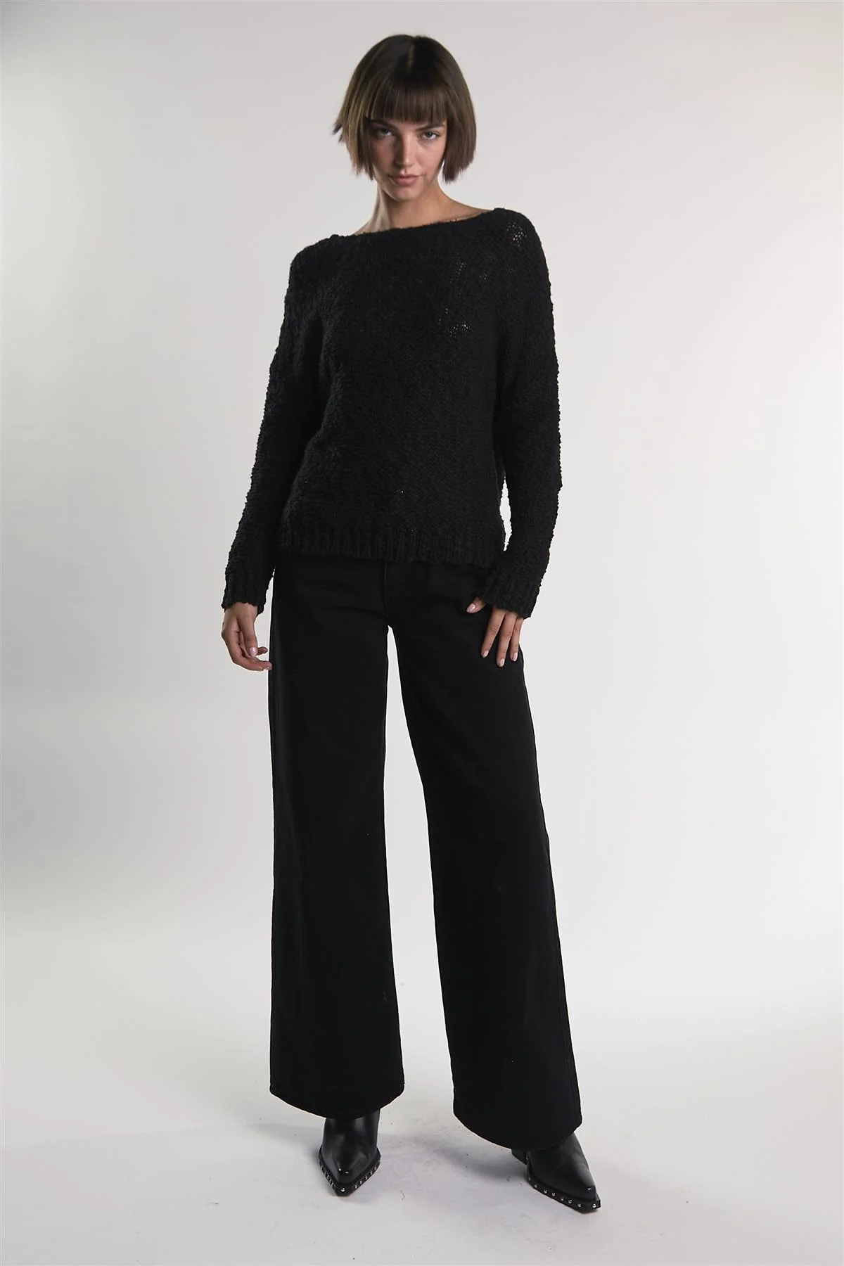 Black Knit Long-Sleeve-Pullover - Image 5