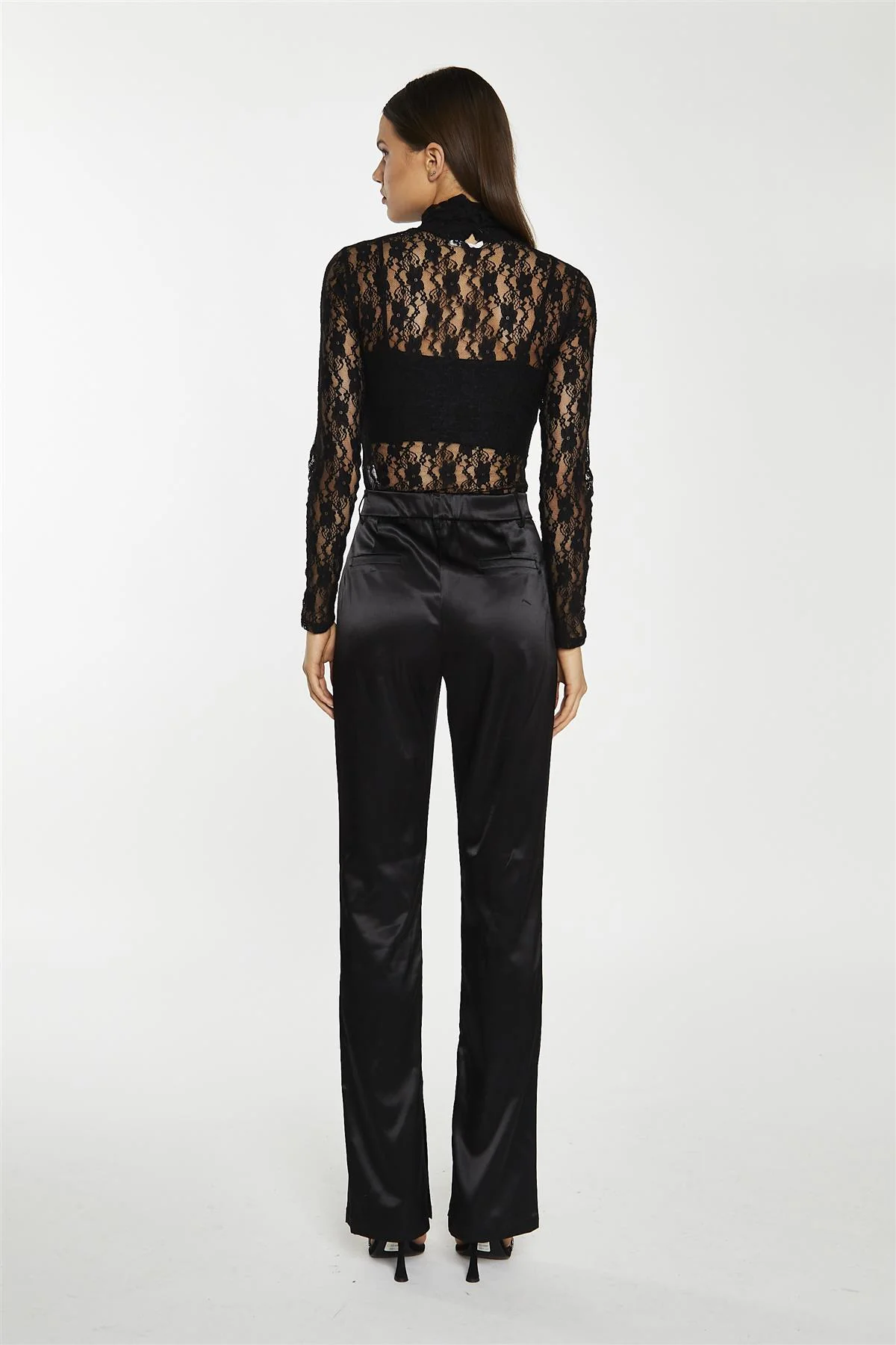 Black-Lace High-Neck Bodysuit - Image 2