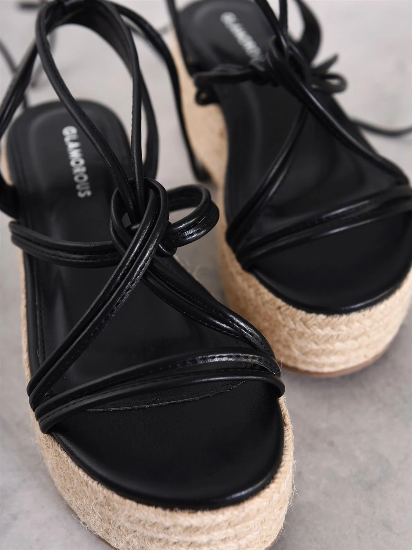 Black Lace Up Sandals - Image 3