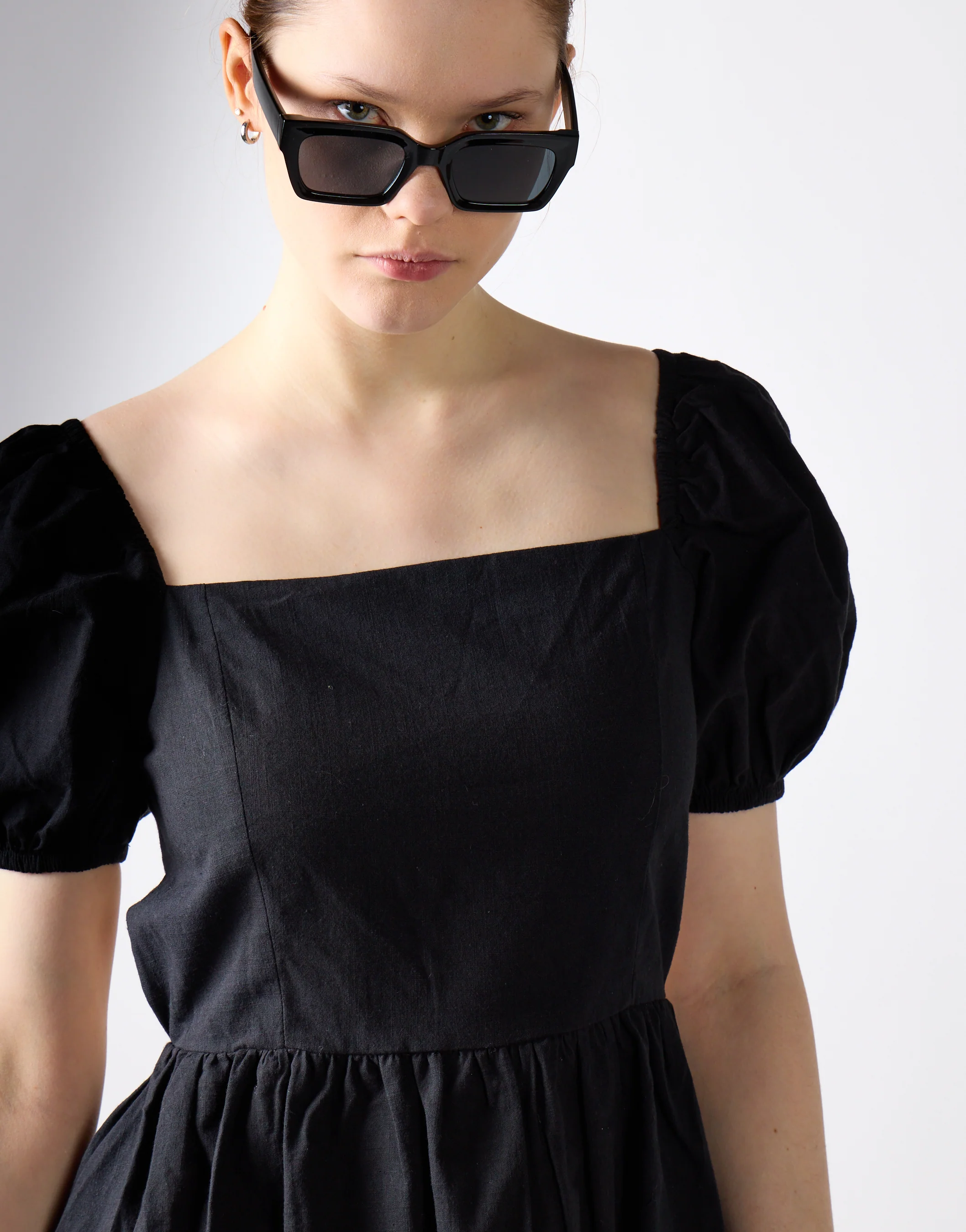 Black Open-Back Babydoll Mini Dress - Image 3