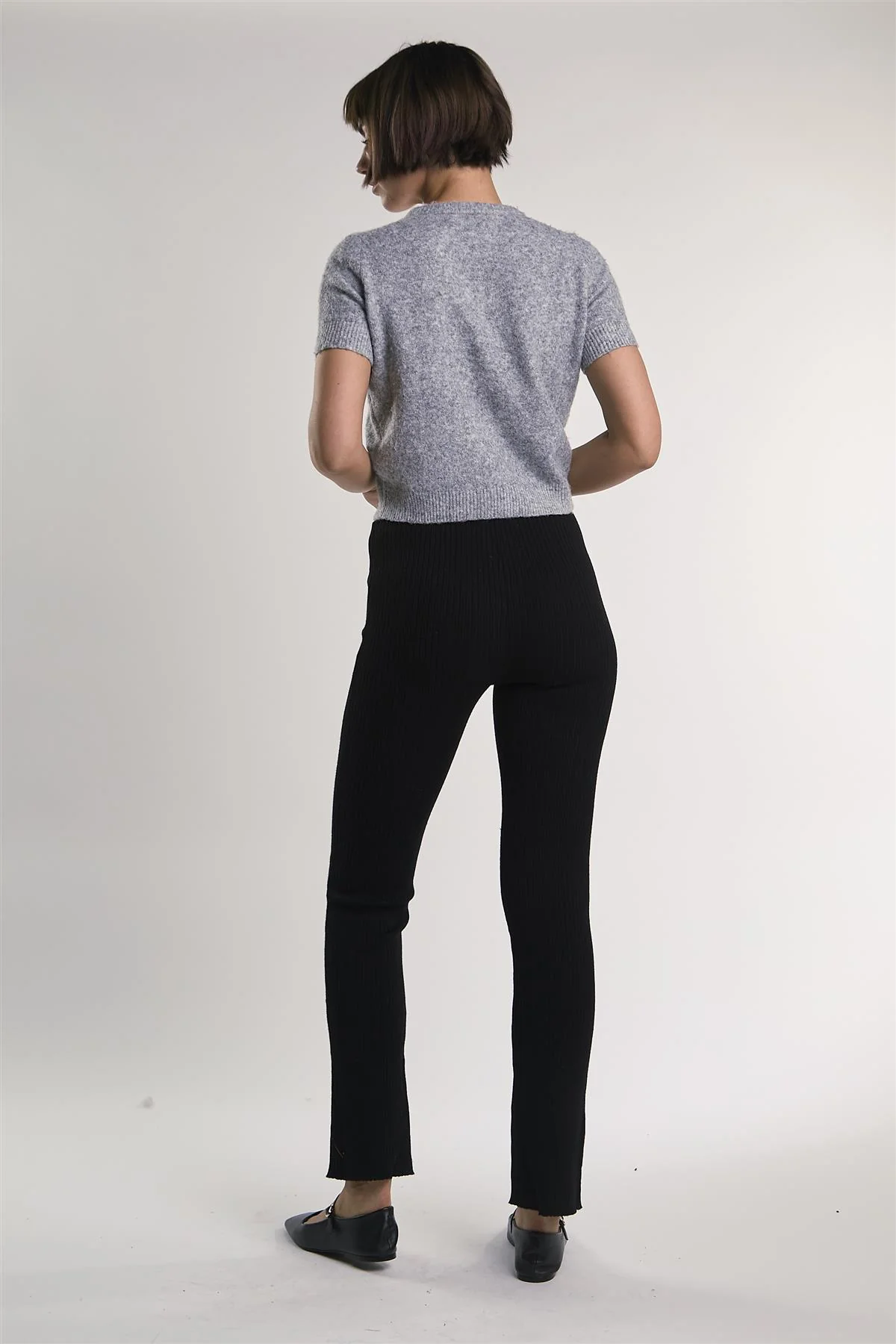 Black Ribbed Leggings - Image 2