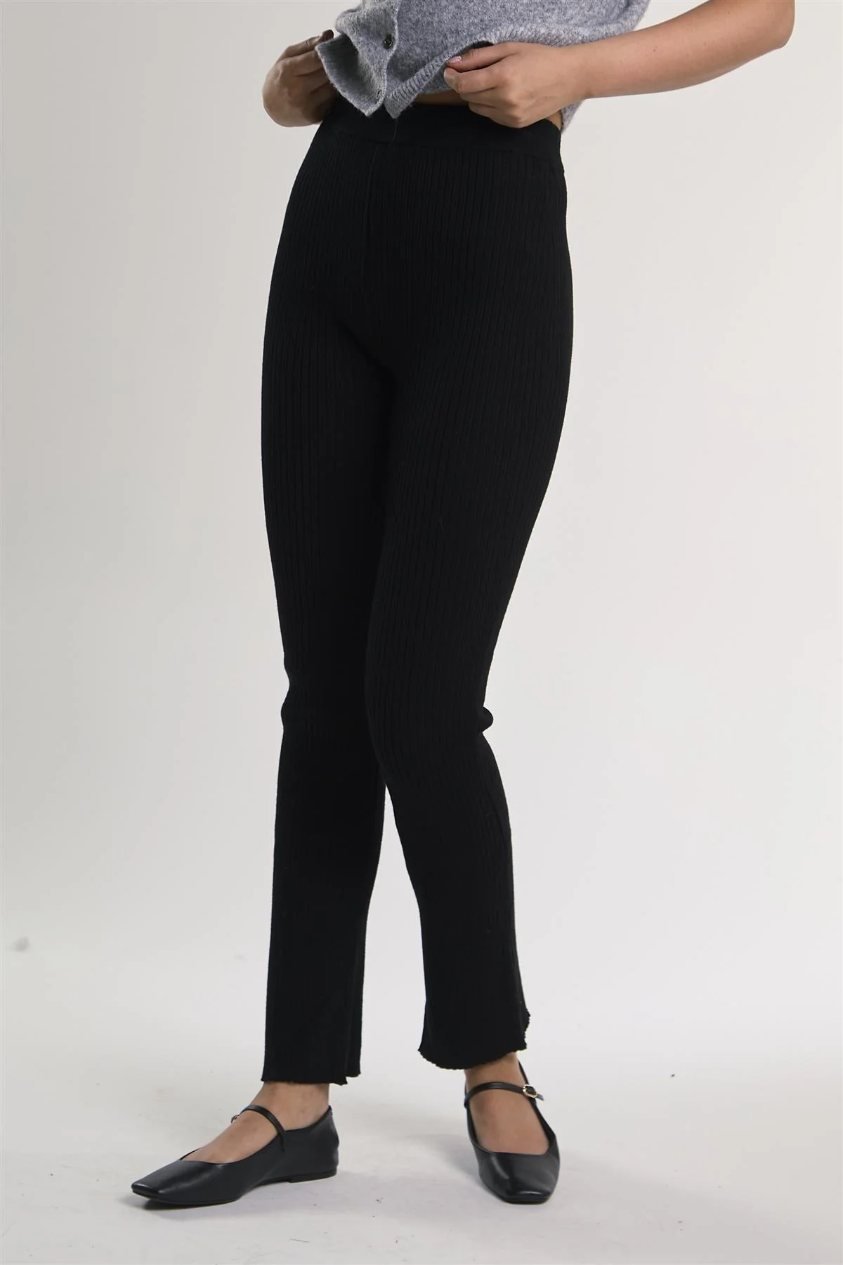 Black Ribbed Leggings - Image 3