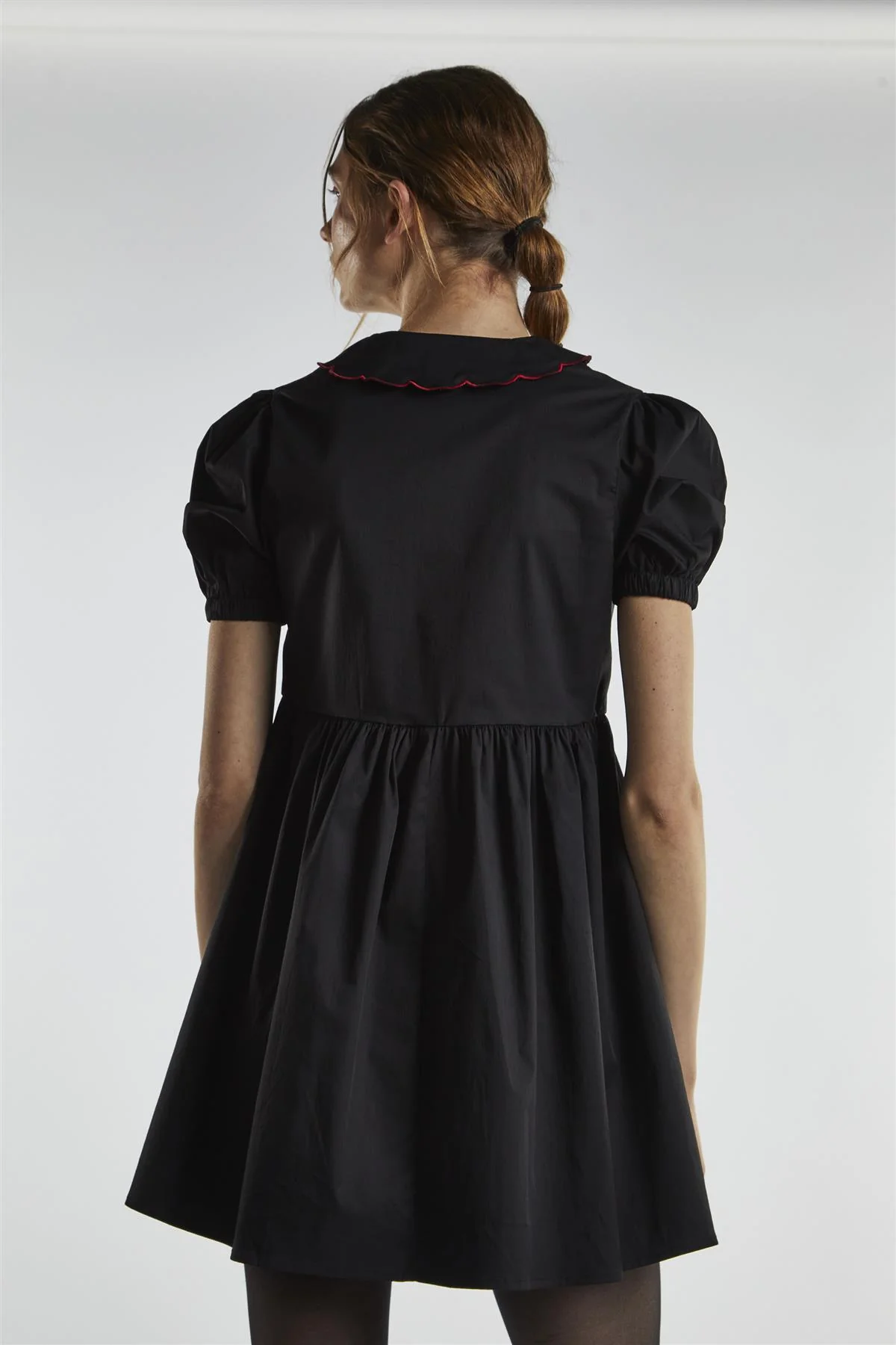 Black Scalloped-Collar Mini-Dress - Image 4