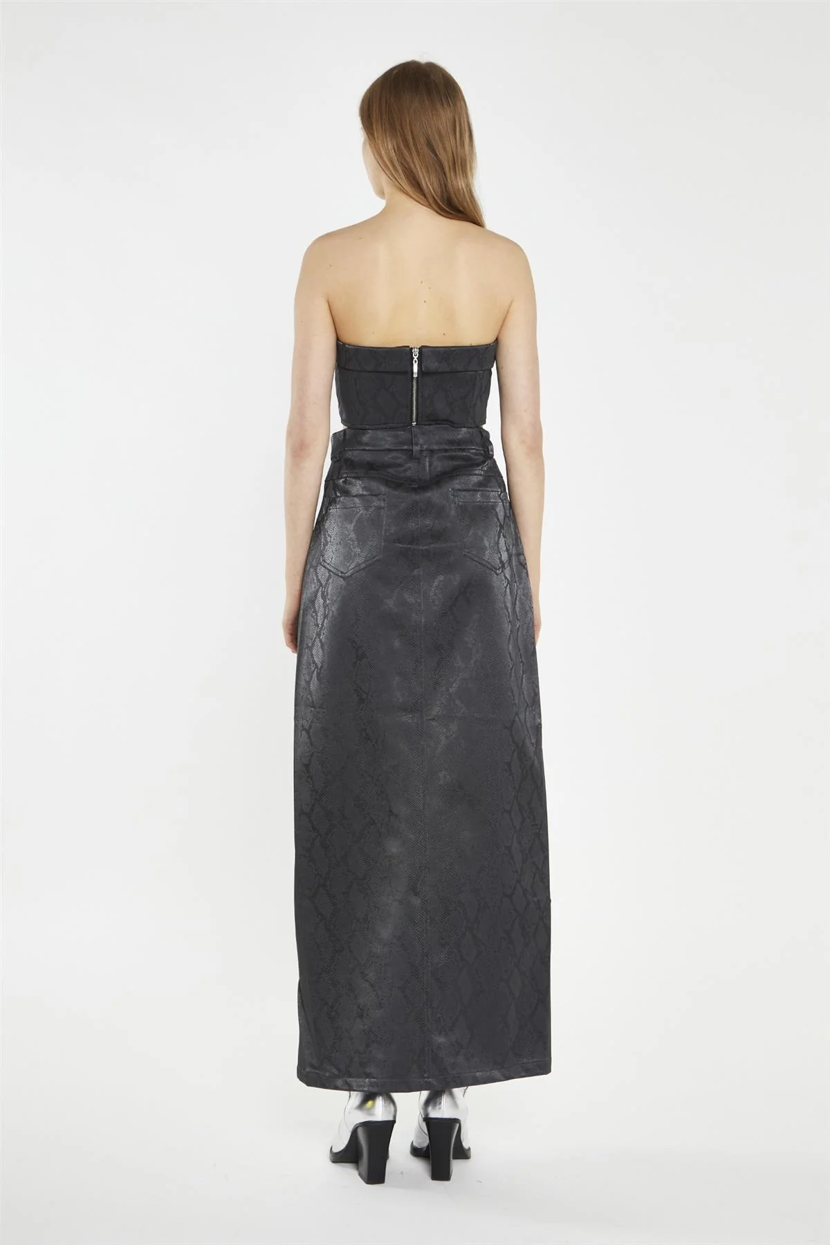 Black-Snake Pu Bandeau Crop-Top - Image 2