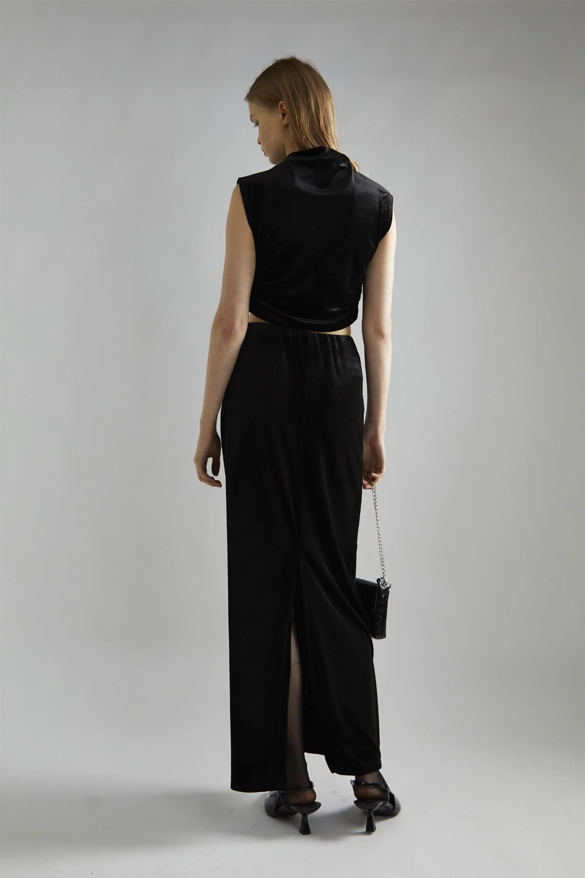 Black-Velvet Maxi-Skirt - Image 2