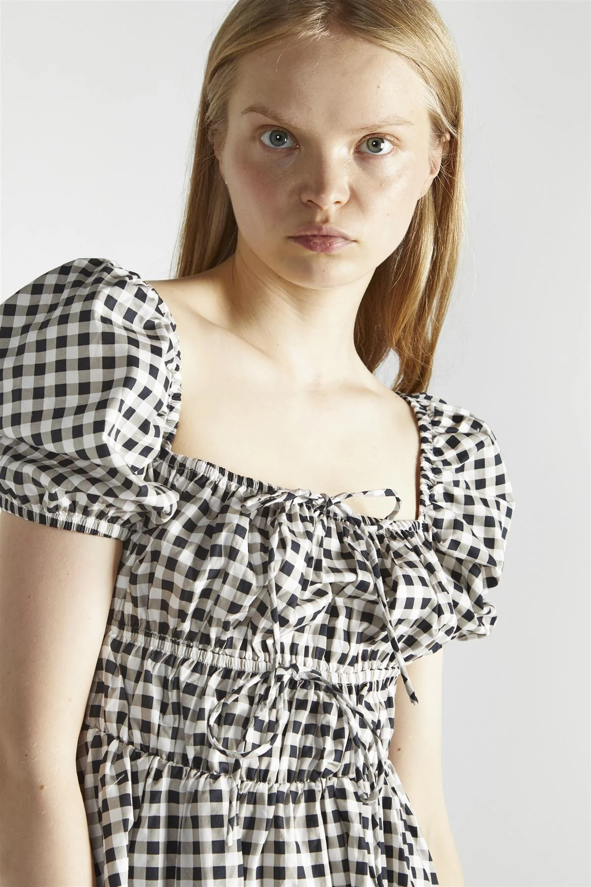 Black White Gingham-Print Skater Mini-Dress - Image 4