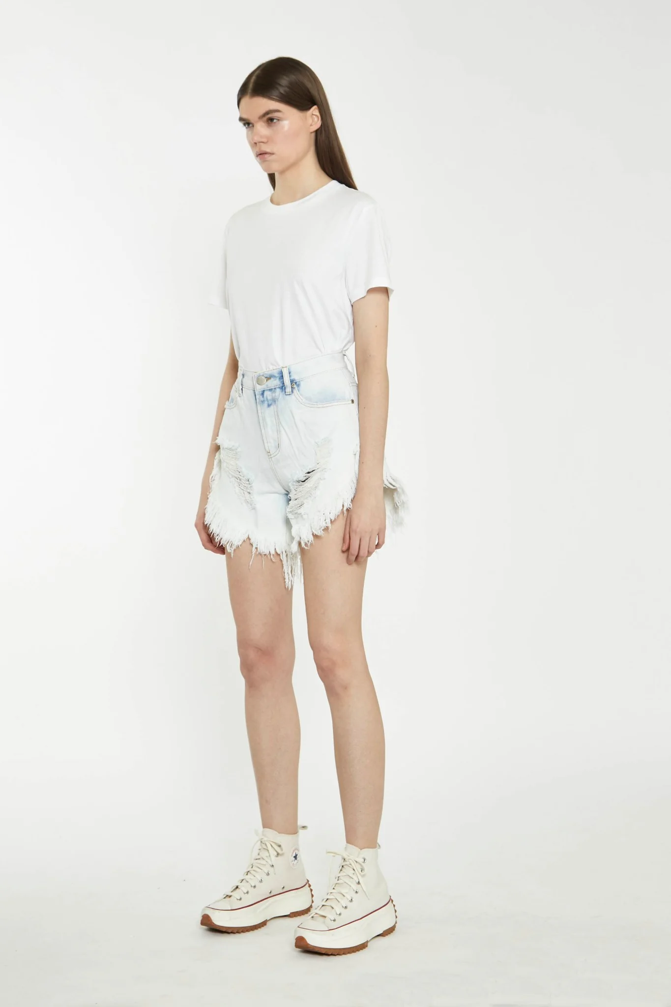 Bleach Acid Distressed Denim Shorts - Image 3
