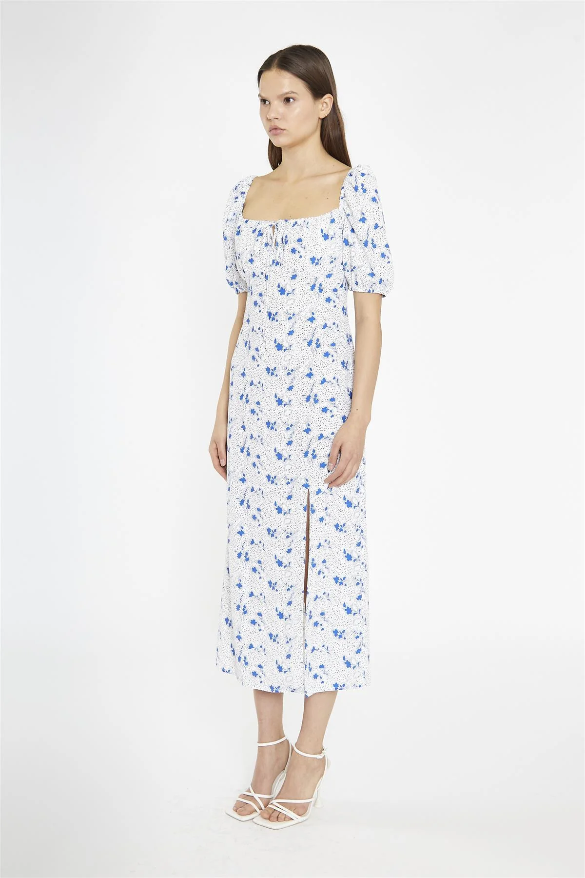 Blue Dot Vintage Floral Milkmaid Midi-Dress - Image 4