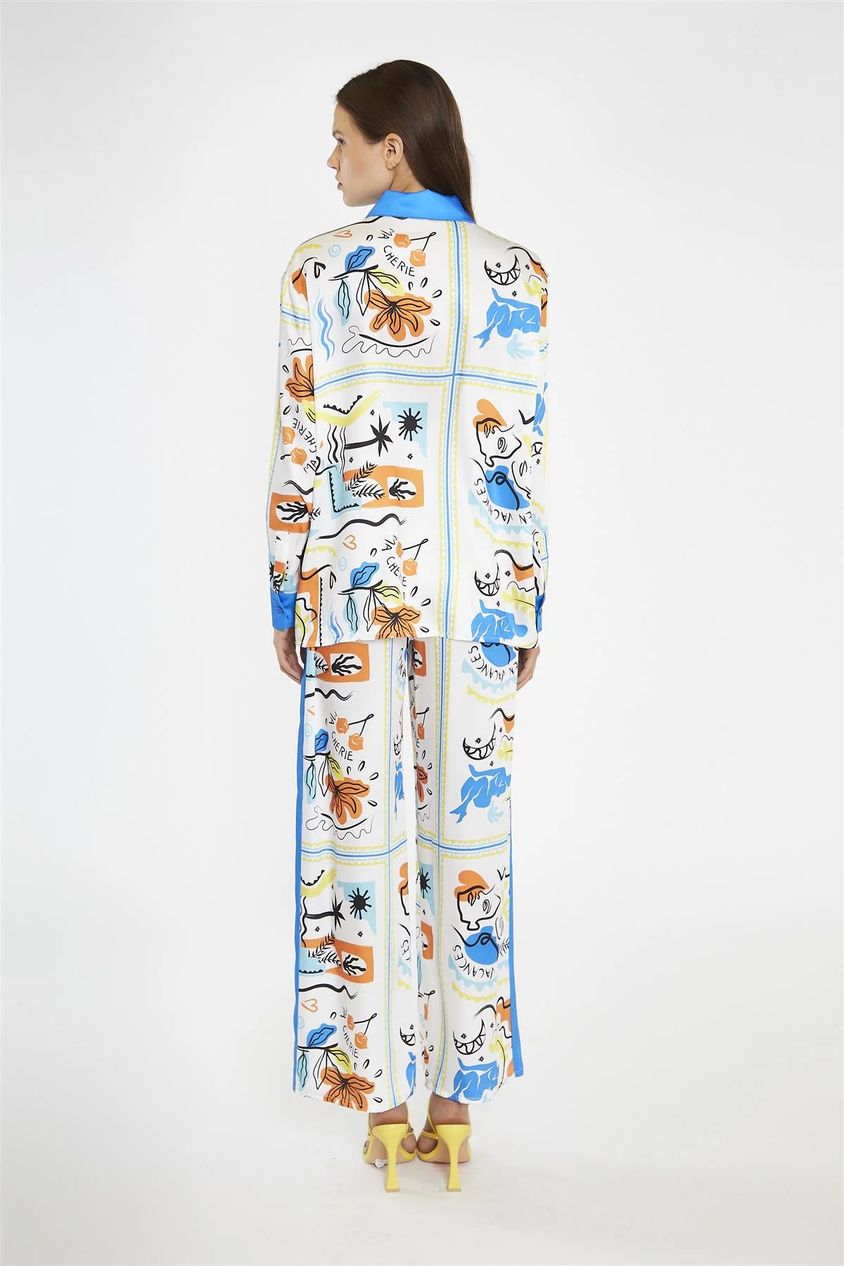 Blue Scarf-Print Oversized-Shirt - Image 2
