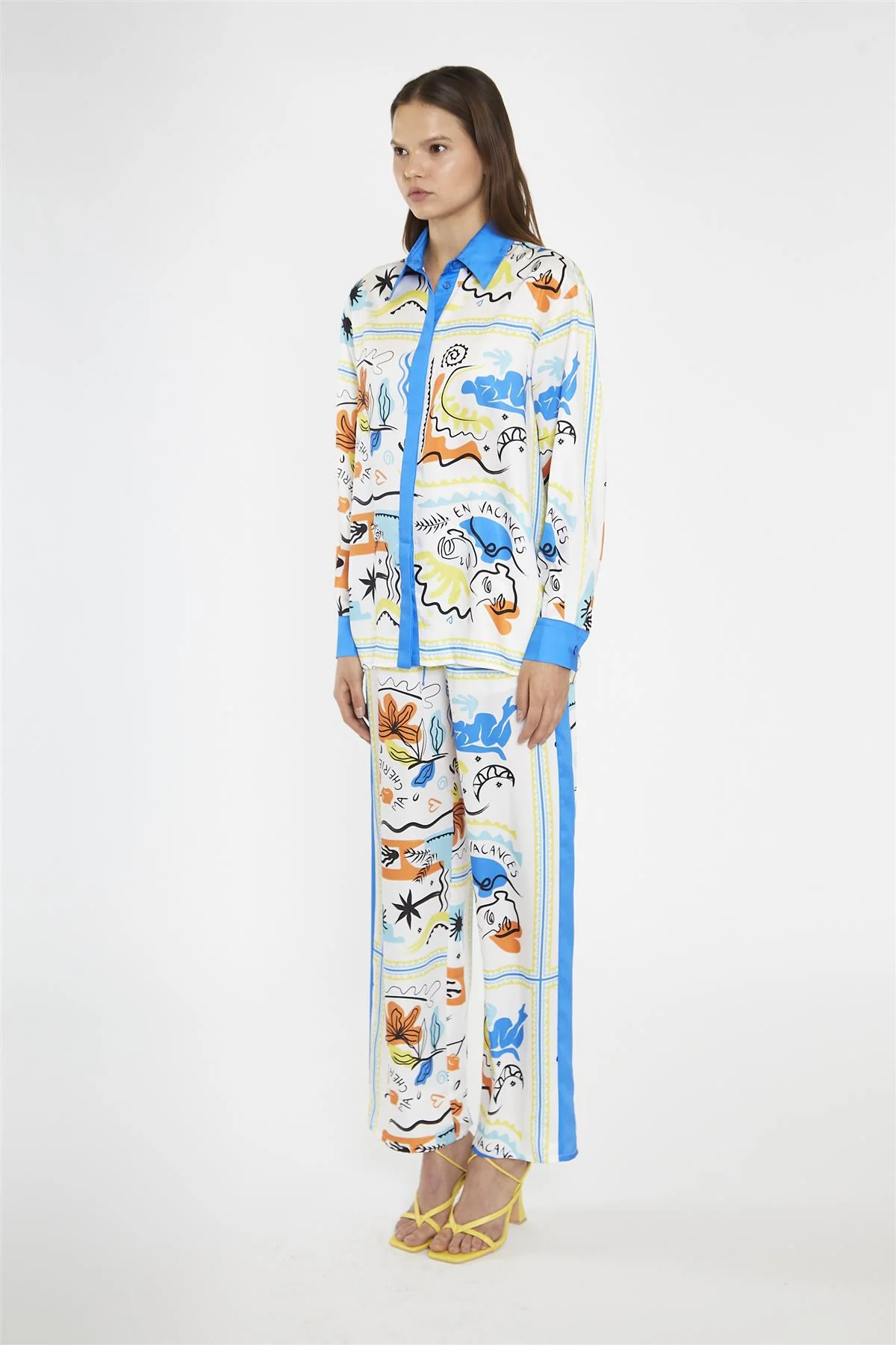 Blue Scarf-Print Oversized-Shirt - Image 4