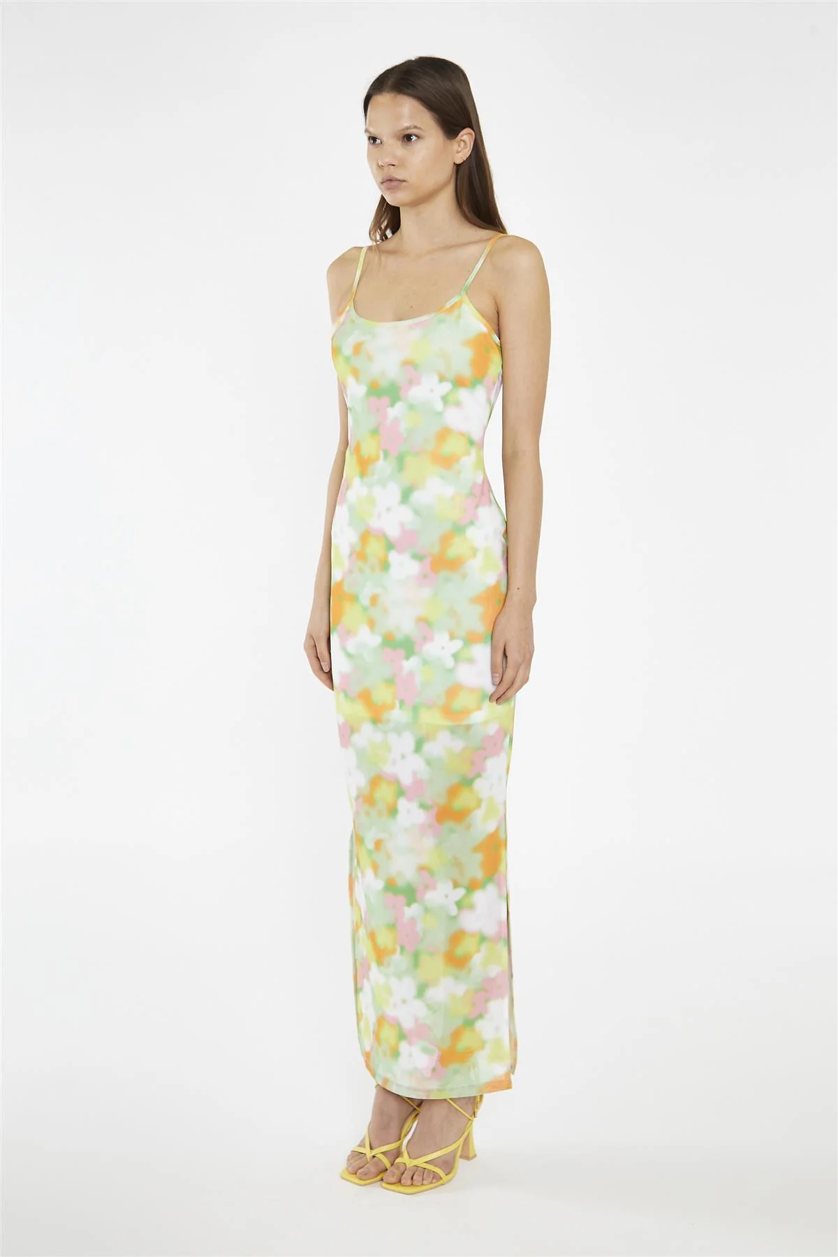 Blurred-Flower Mesh Bodycon Maxi-Dress - Image 4