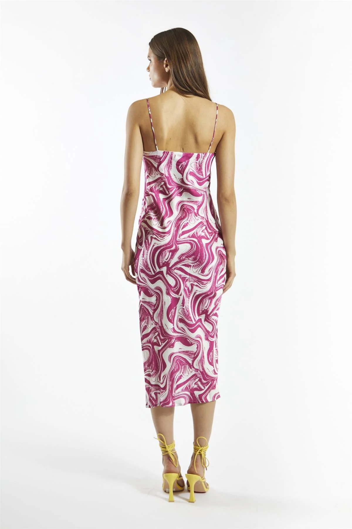 Bright-Pink Marble Cami Midi-Dress - Image 2