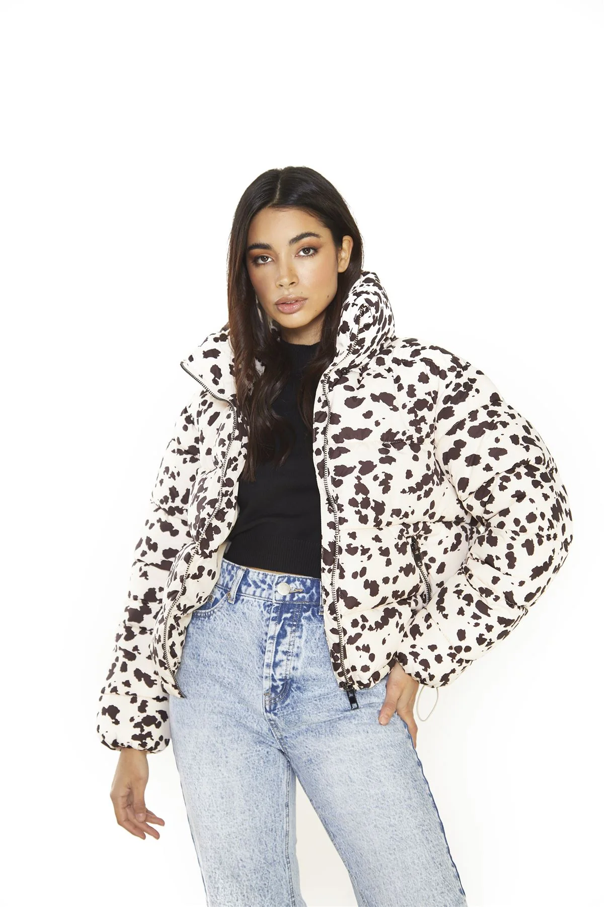 Brown-Abstract Nylon Puffer-Jacket - Image 5
