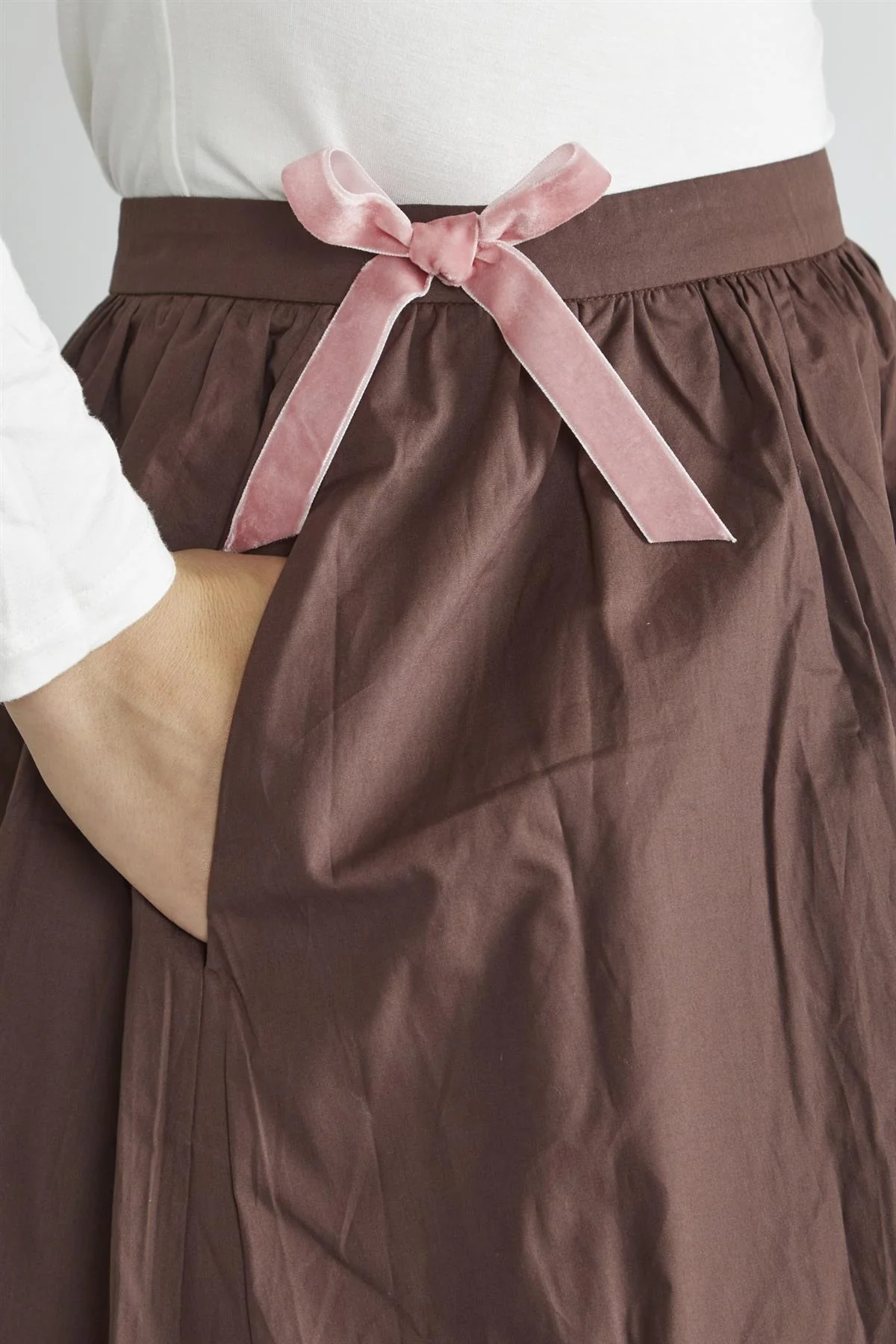 Brown Bow-Detail Midi-Skirt - Image 4