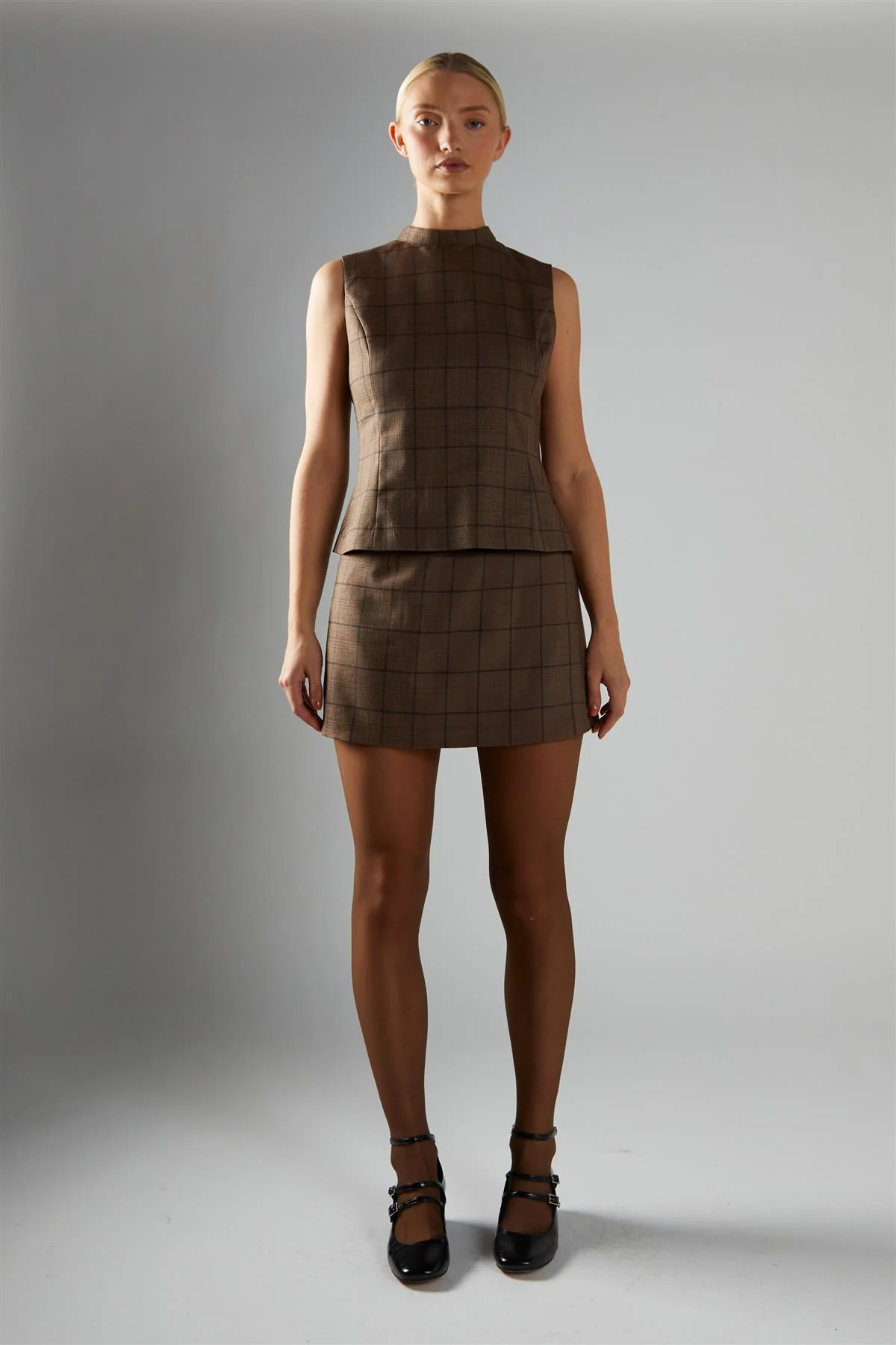 Brown-Check Bow-Back Top - Image 5