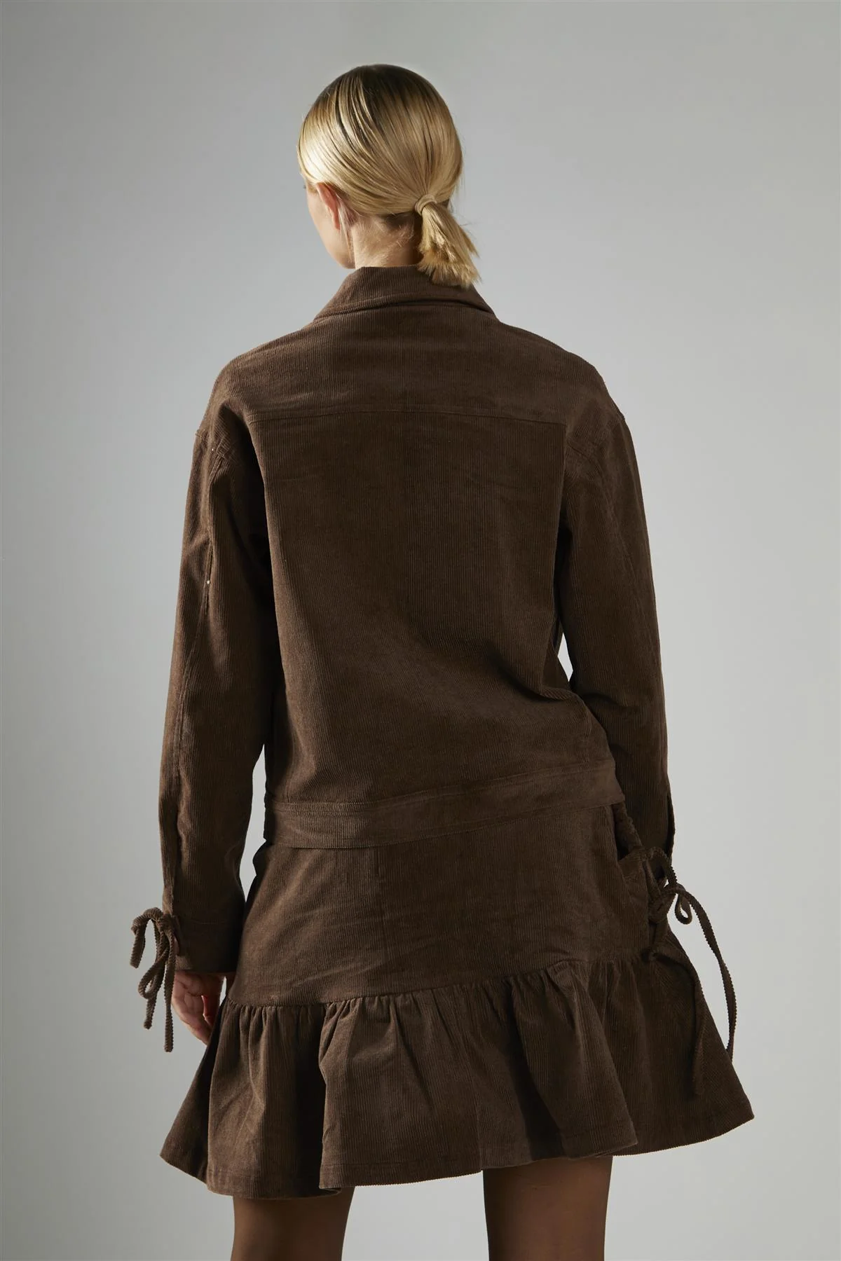 Brown-Cord Tie-Front Jacket - Image 2