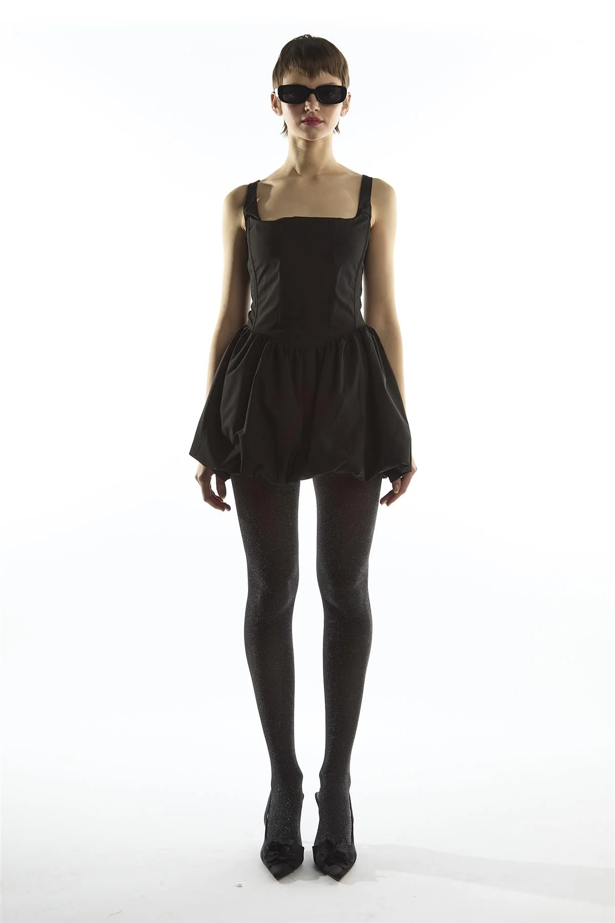 Bubble Hem Mini Dress - Lottie Black