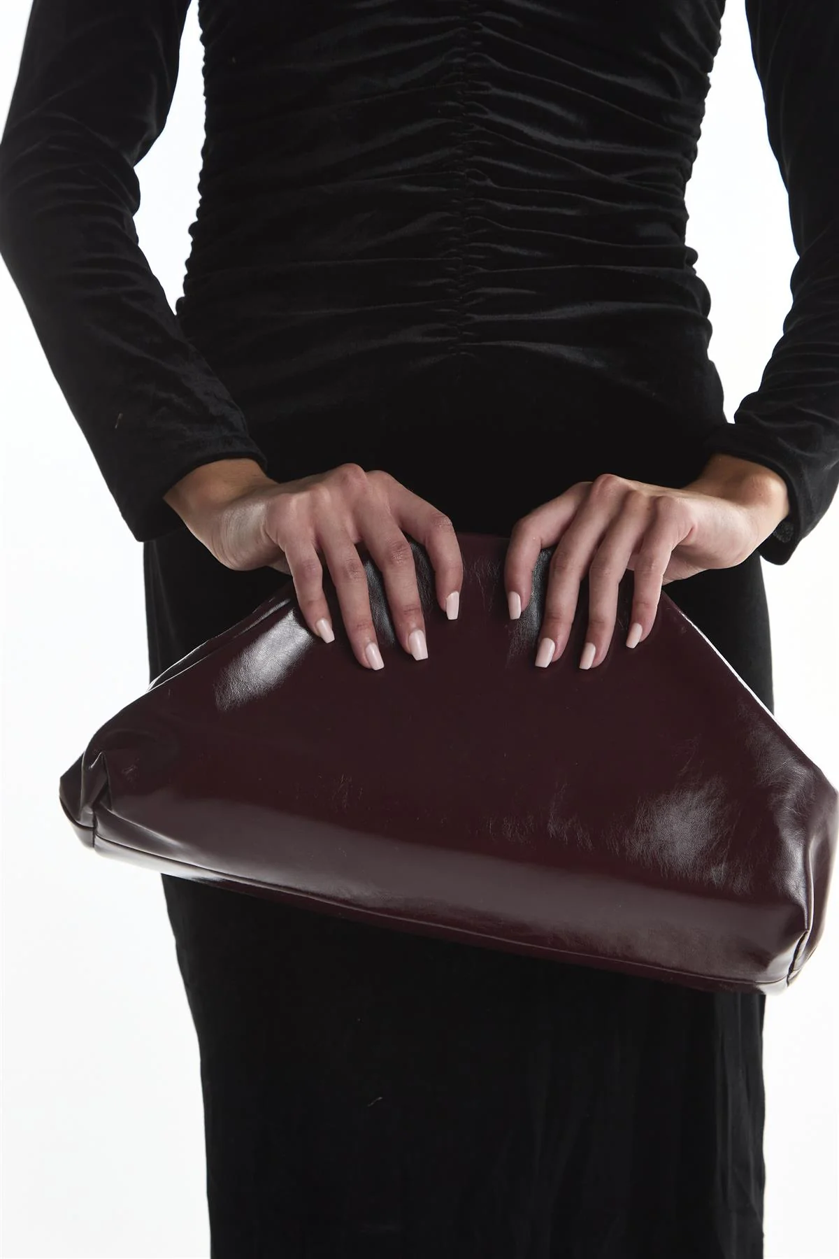 Burgundy Faux Leather Clutch Bag - Image 2