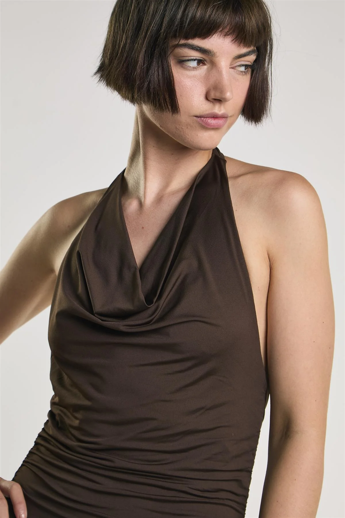 Chocolate Cowl Neck Maxi Dress - Image 5
