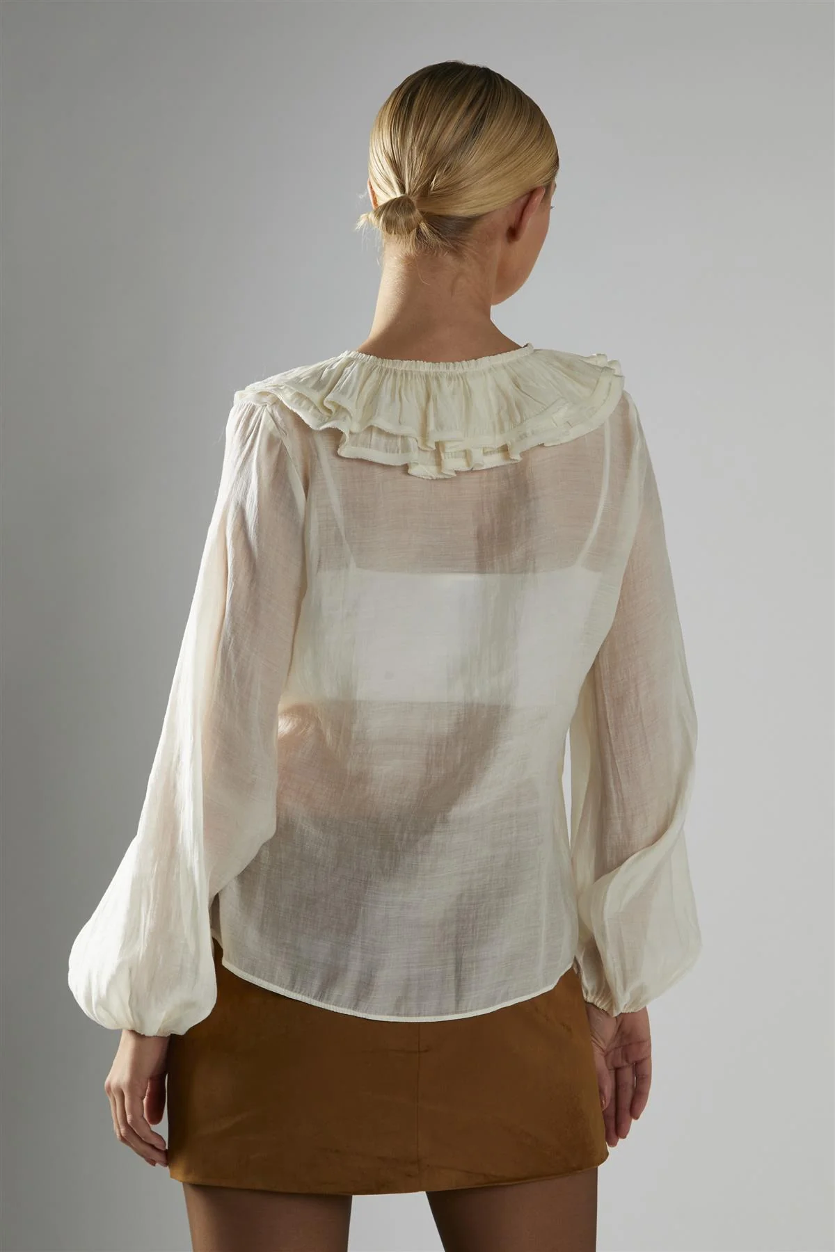 Cream Ruffle-Neck Blouse - Image 2
