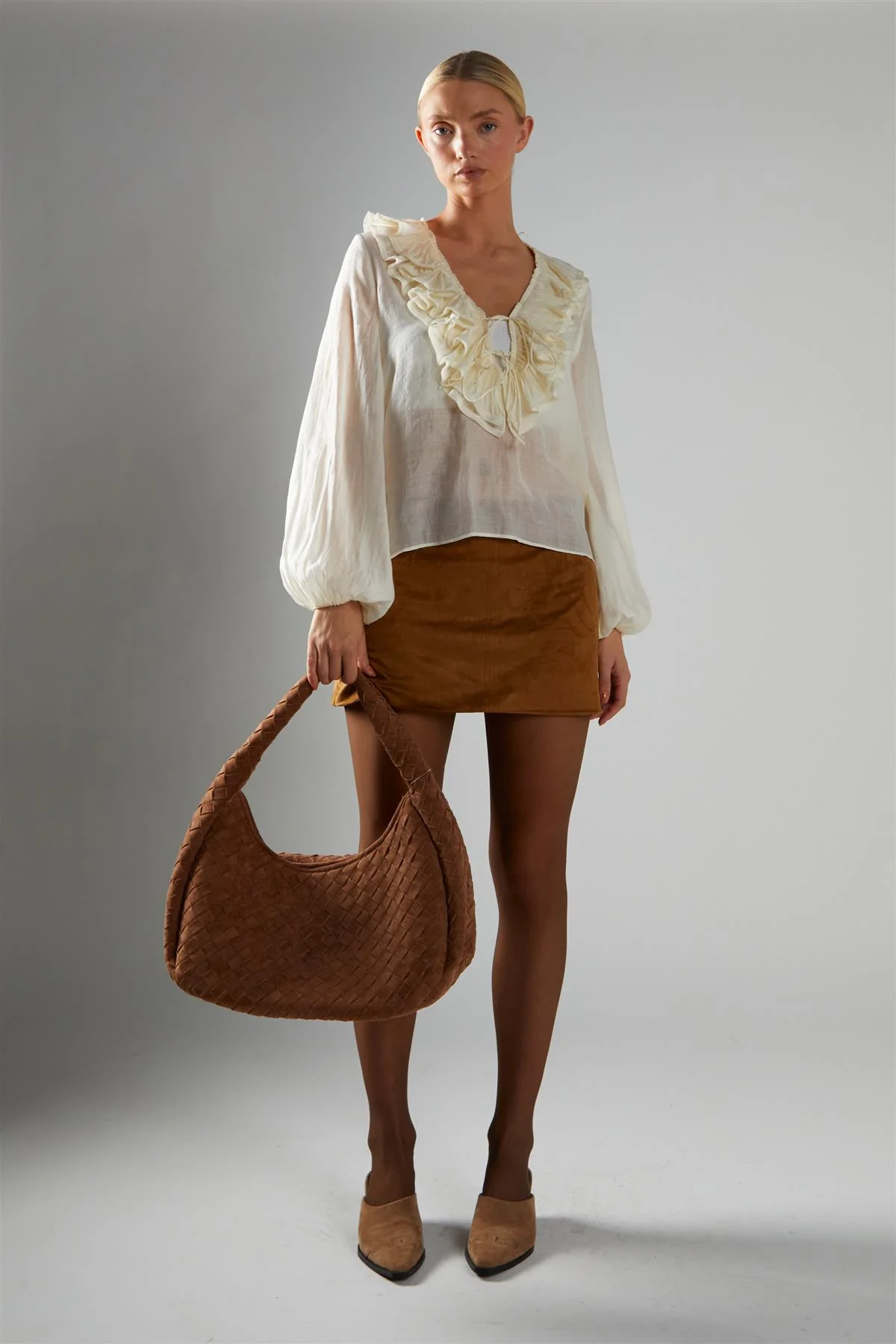 Cream Ruffle-Neck Blouse - Image 5