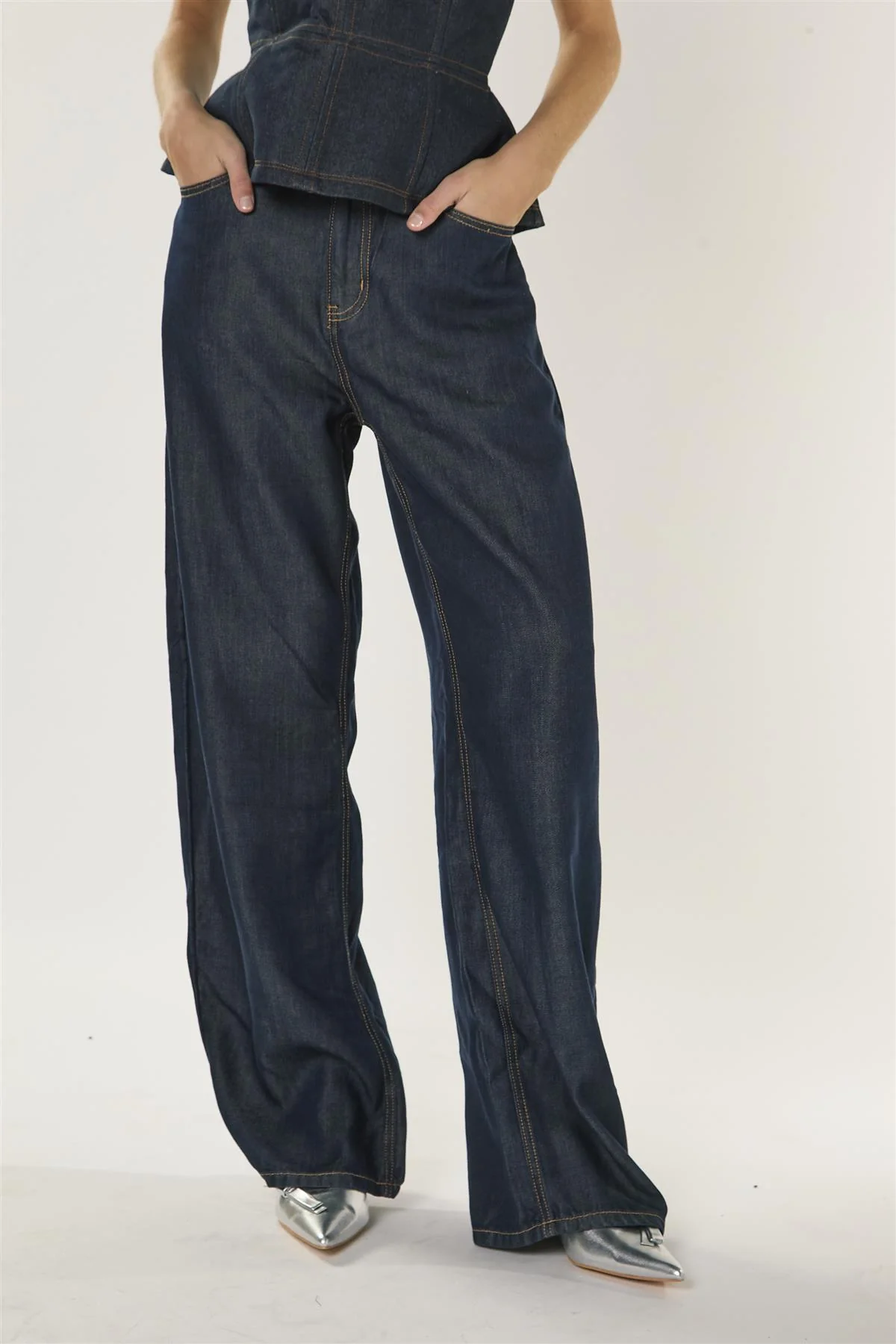 Dark Indigo Barrel Jeans - Image 2