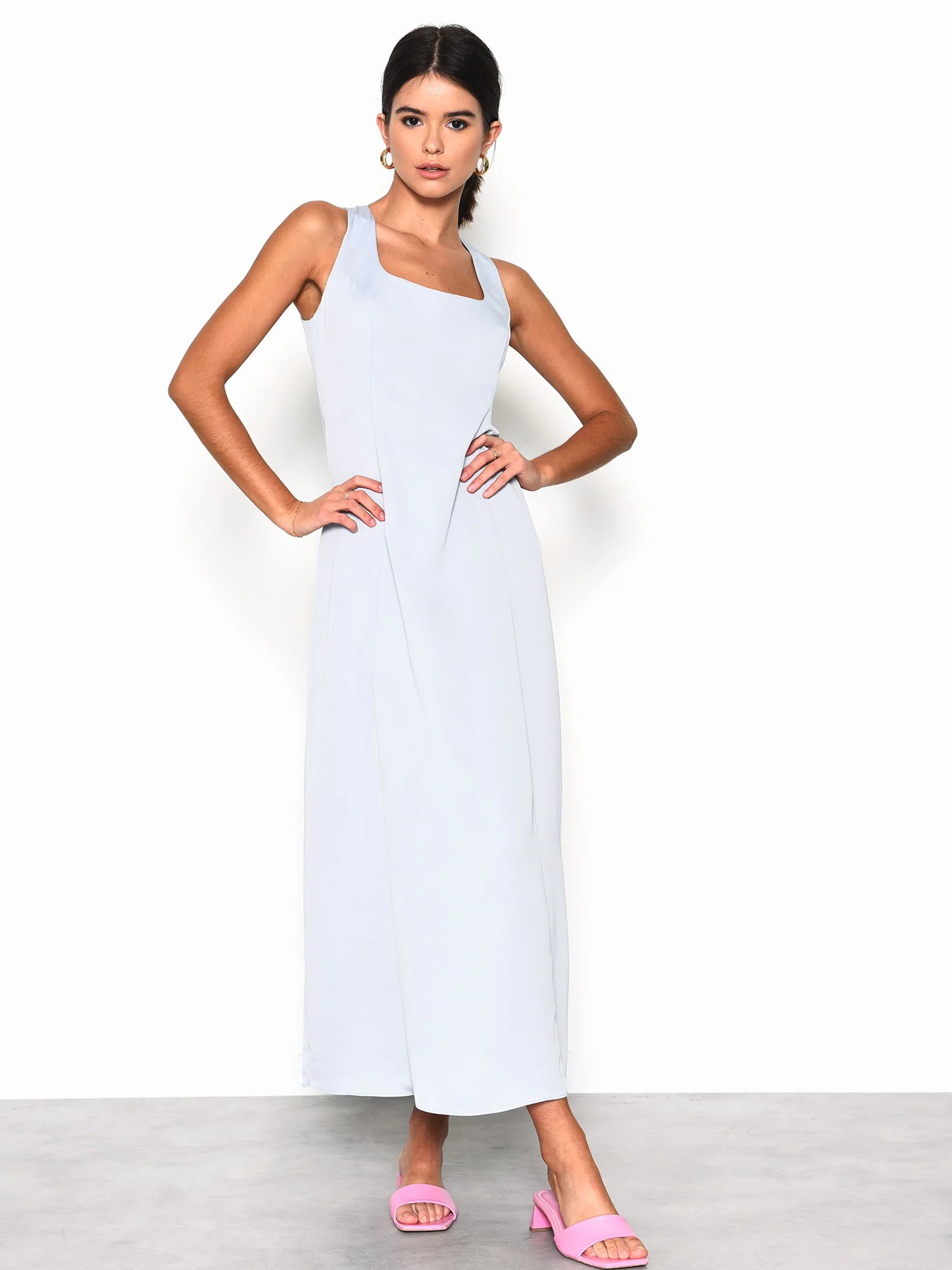 Glamorous Dusty Blue Grey Midi Dress - Image 3