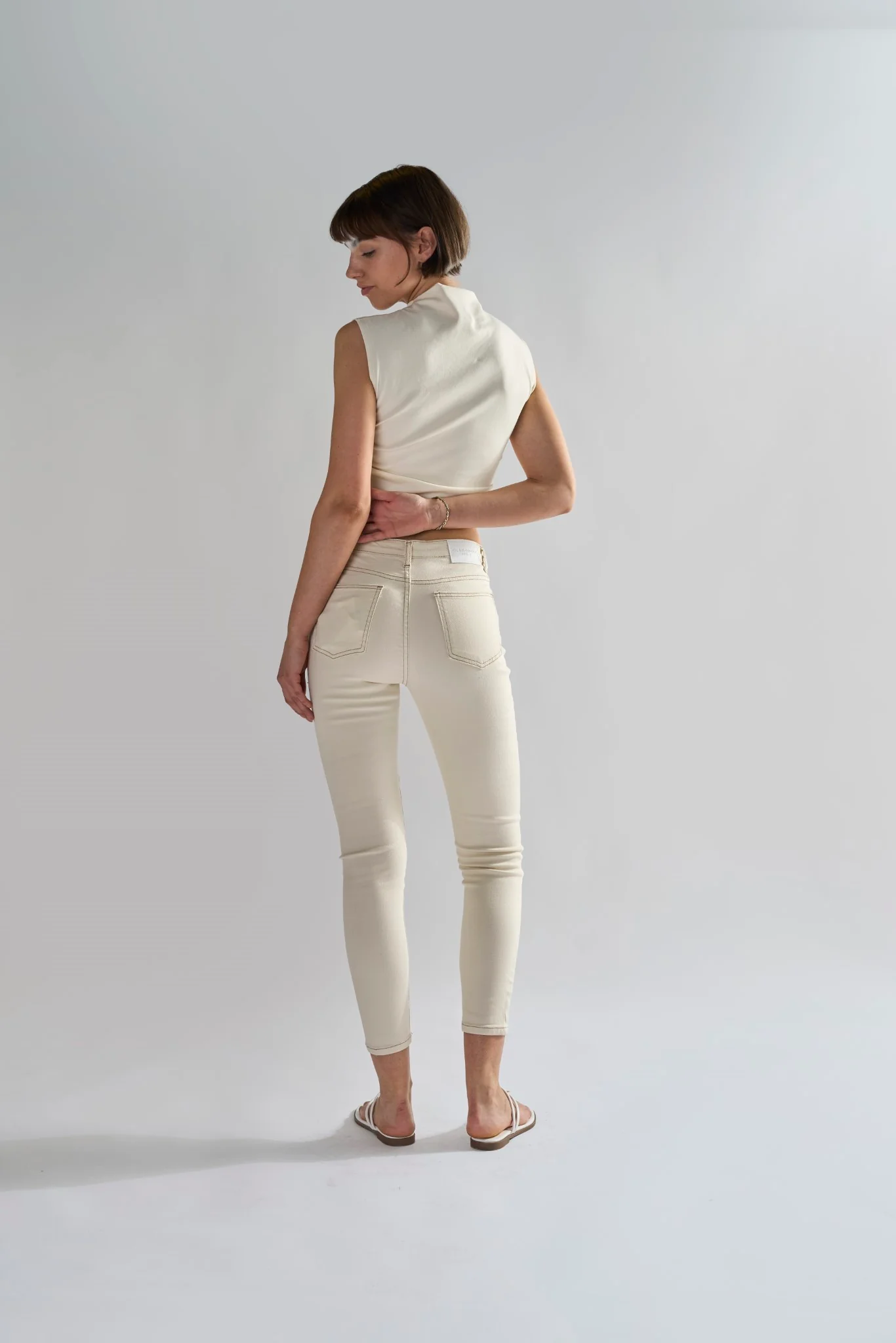 Ecru High Waisted Skinny Jeans - Image 2
