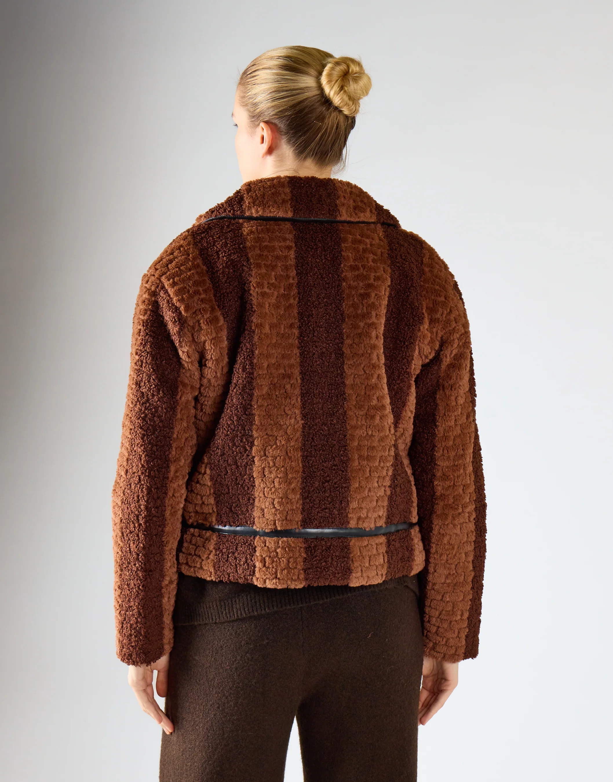 Full Sleeves Cardigan - Brown Stripe Fur - Image 2