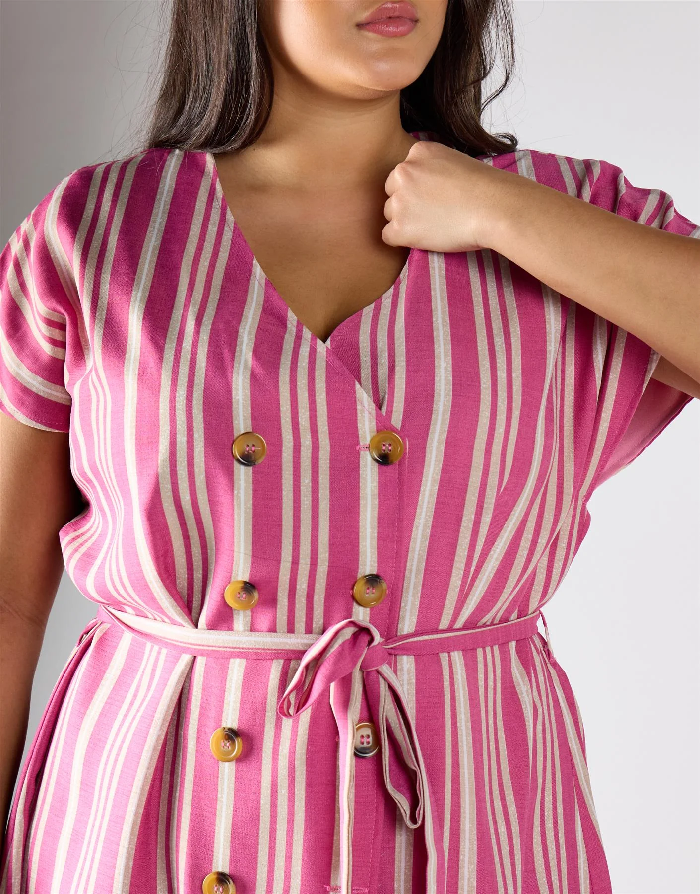 Glamorous Pink Varied Stripe Midi Dress - Image 3