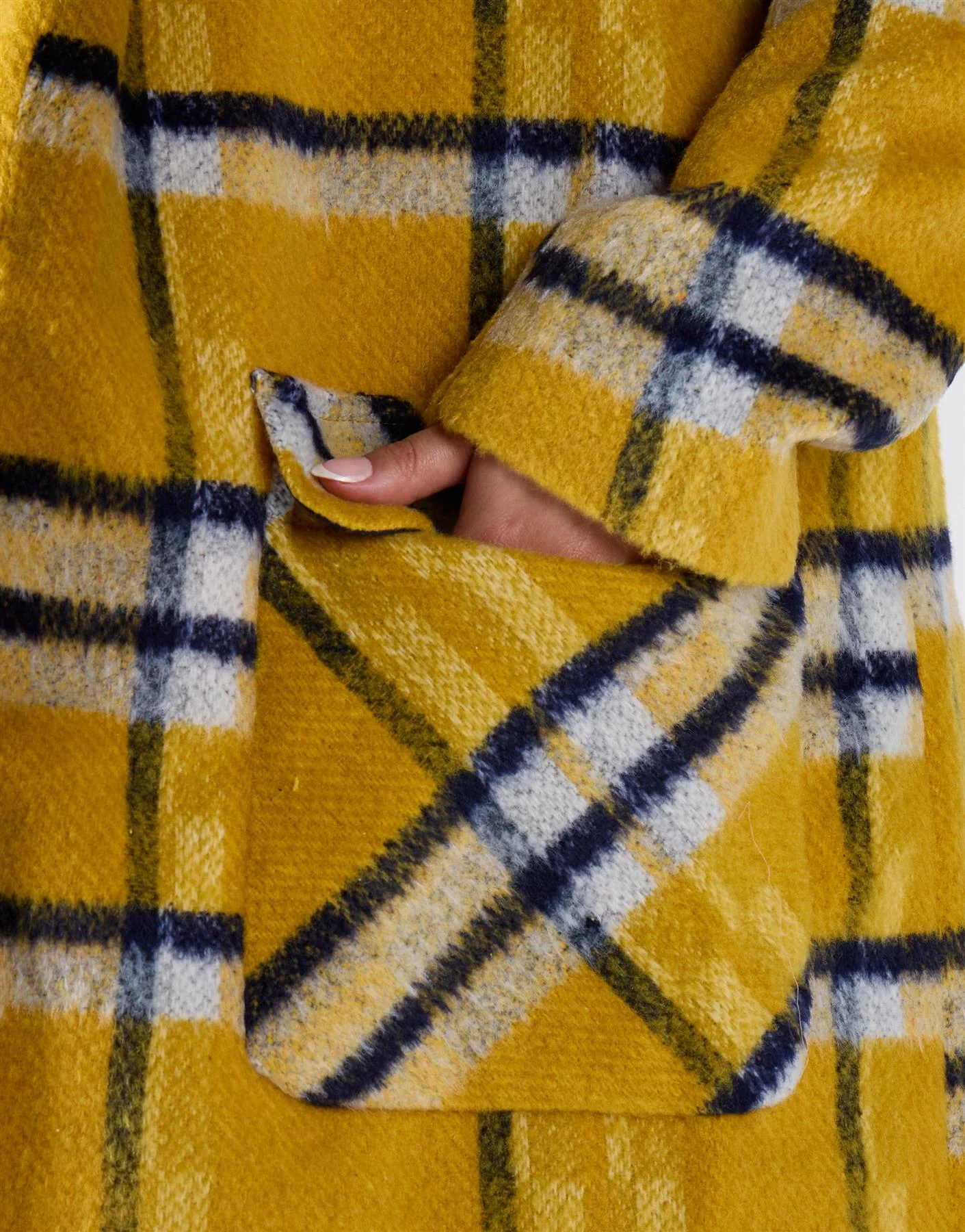 Glamorous Curve Yellow Check Open-Front Coat - Image 3