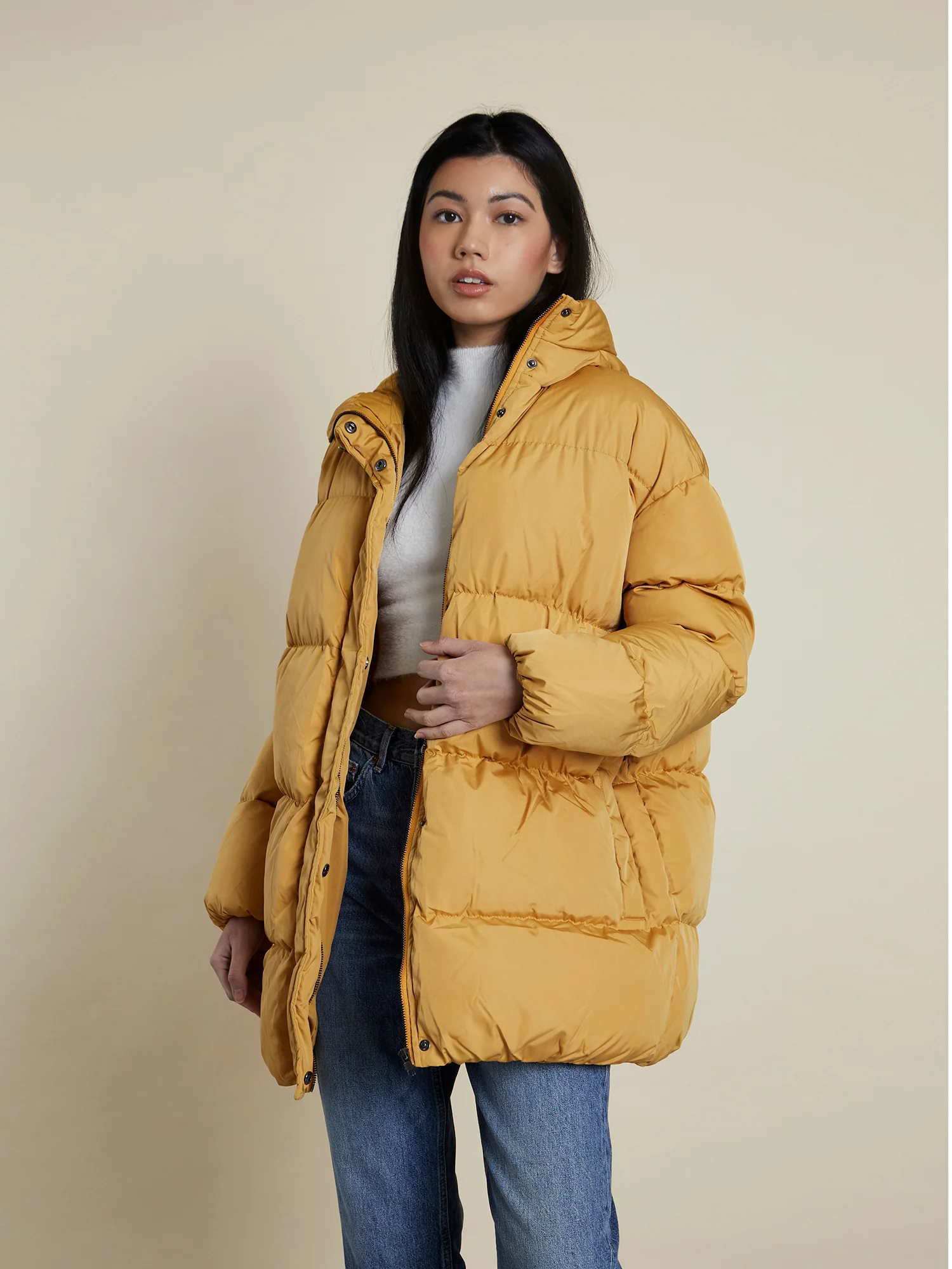 Glamorous Mustard Padded Longline Puffer Coat - Image 4