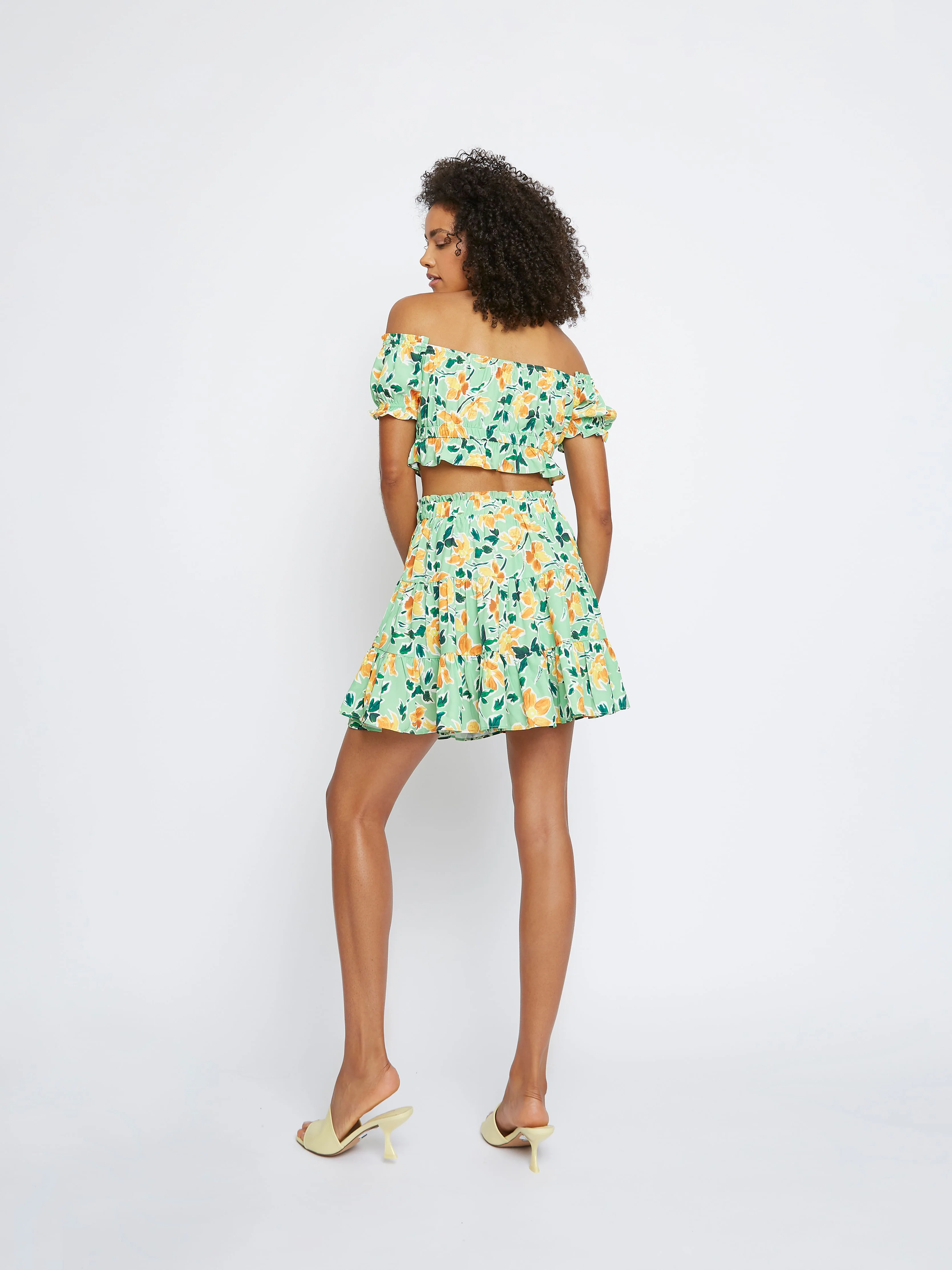 Glamorous Green Floral off the shoulder Crop Top - Image 3