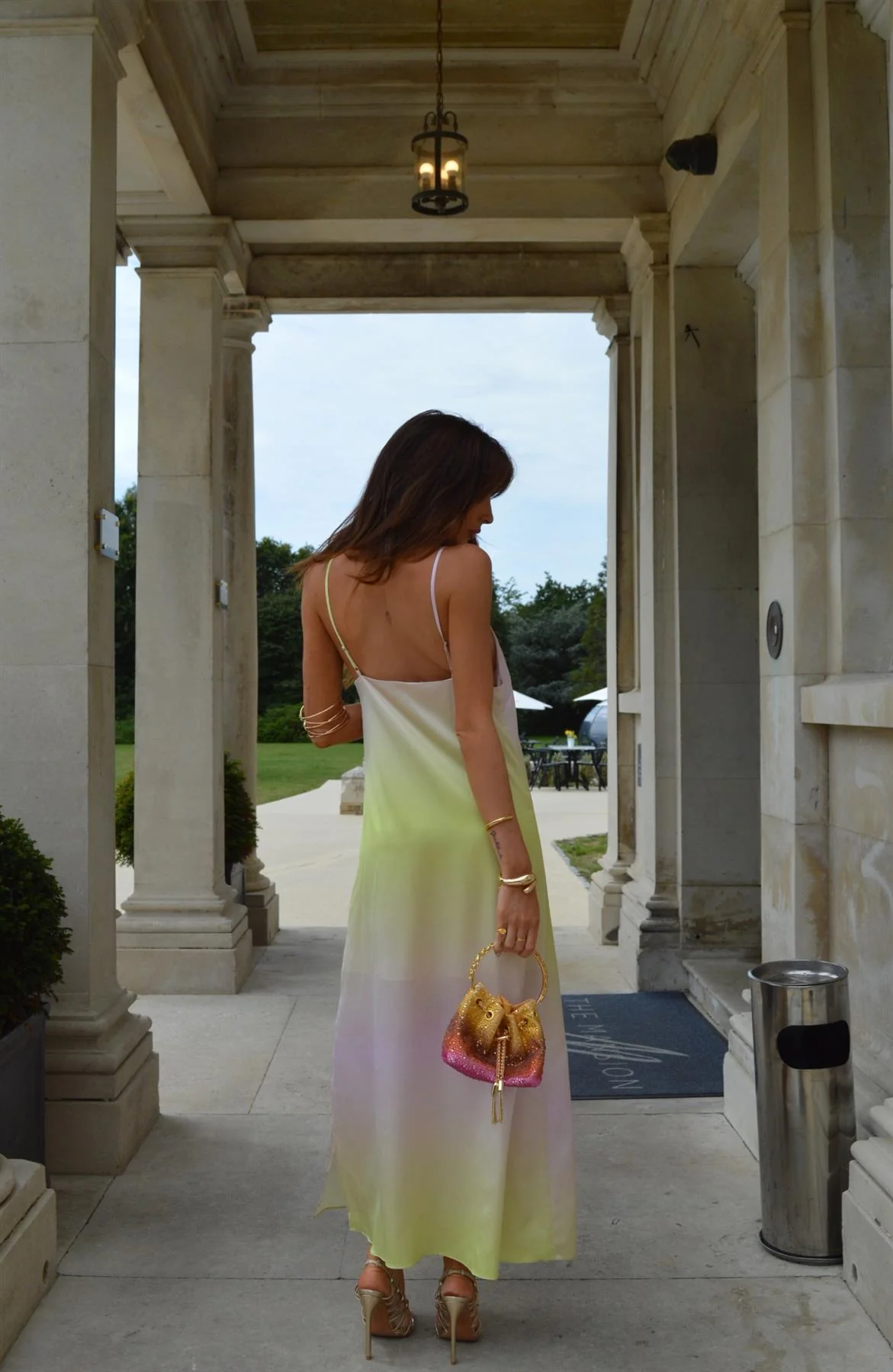 Green-Pink Ombre Straight-Fit Cami Maxi-Dress - Image 2