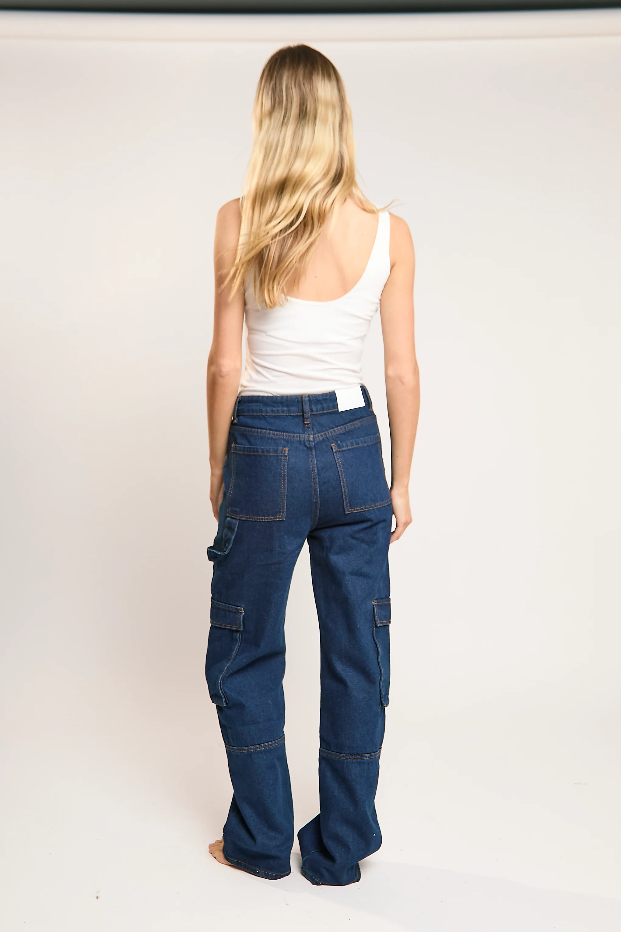Indigo Wash Cargo Wide-leg Jeans - Image 2