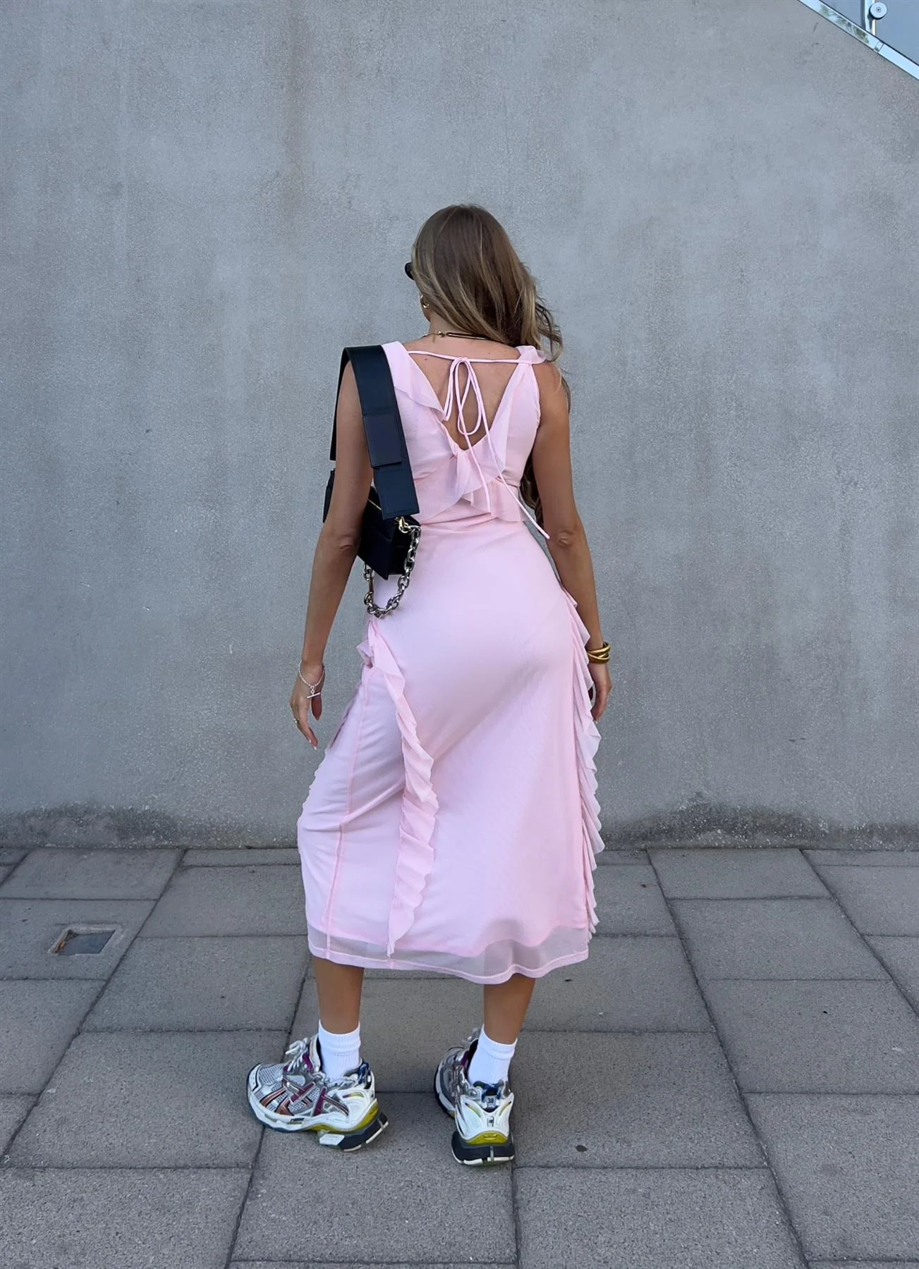 Khloe Ruffle Midaxi Dress -Pale Pink - Image 2