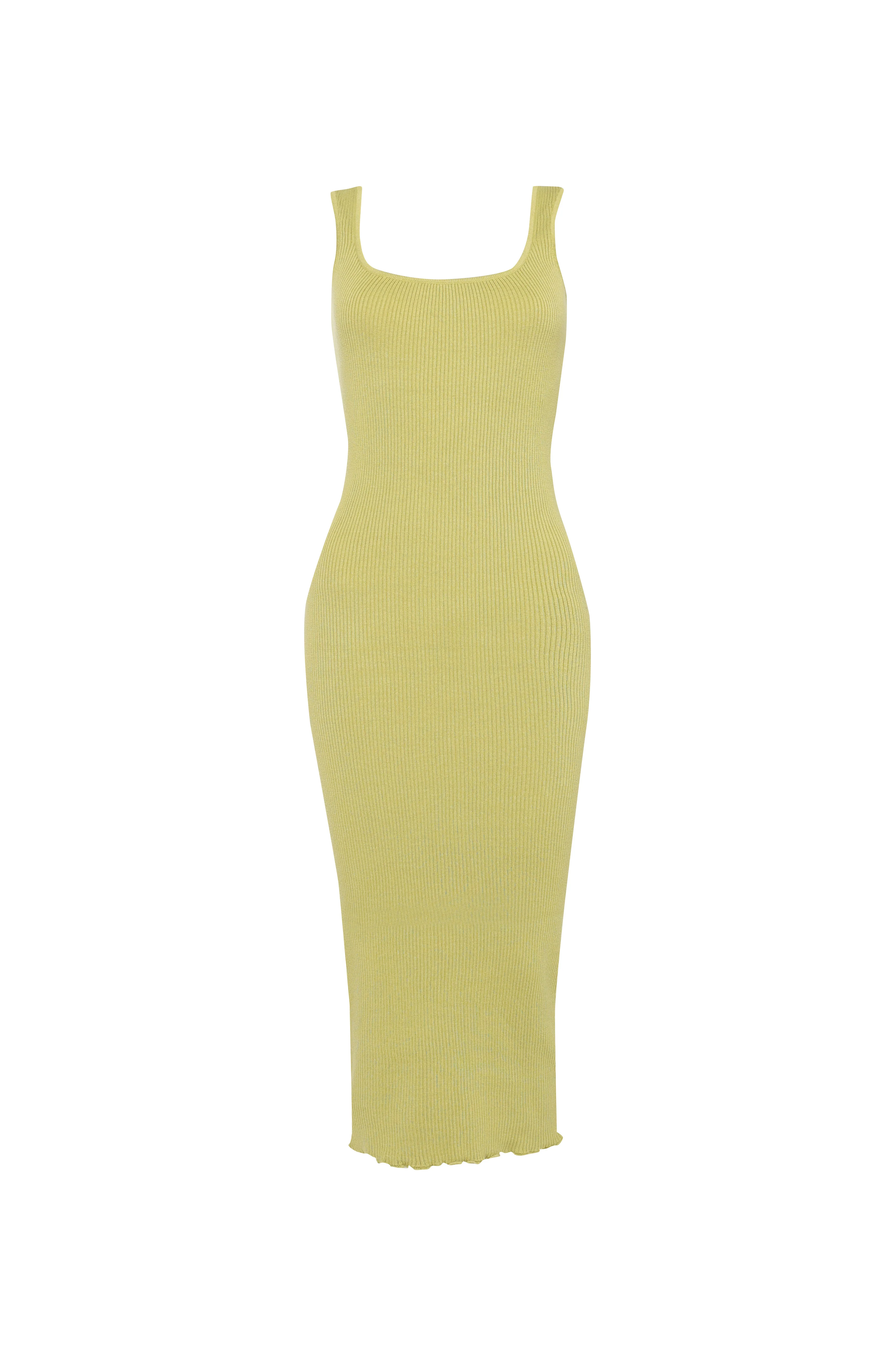 Glamorous Care Olive Knit Square Neck Midi Dress - Image 6