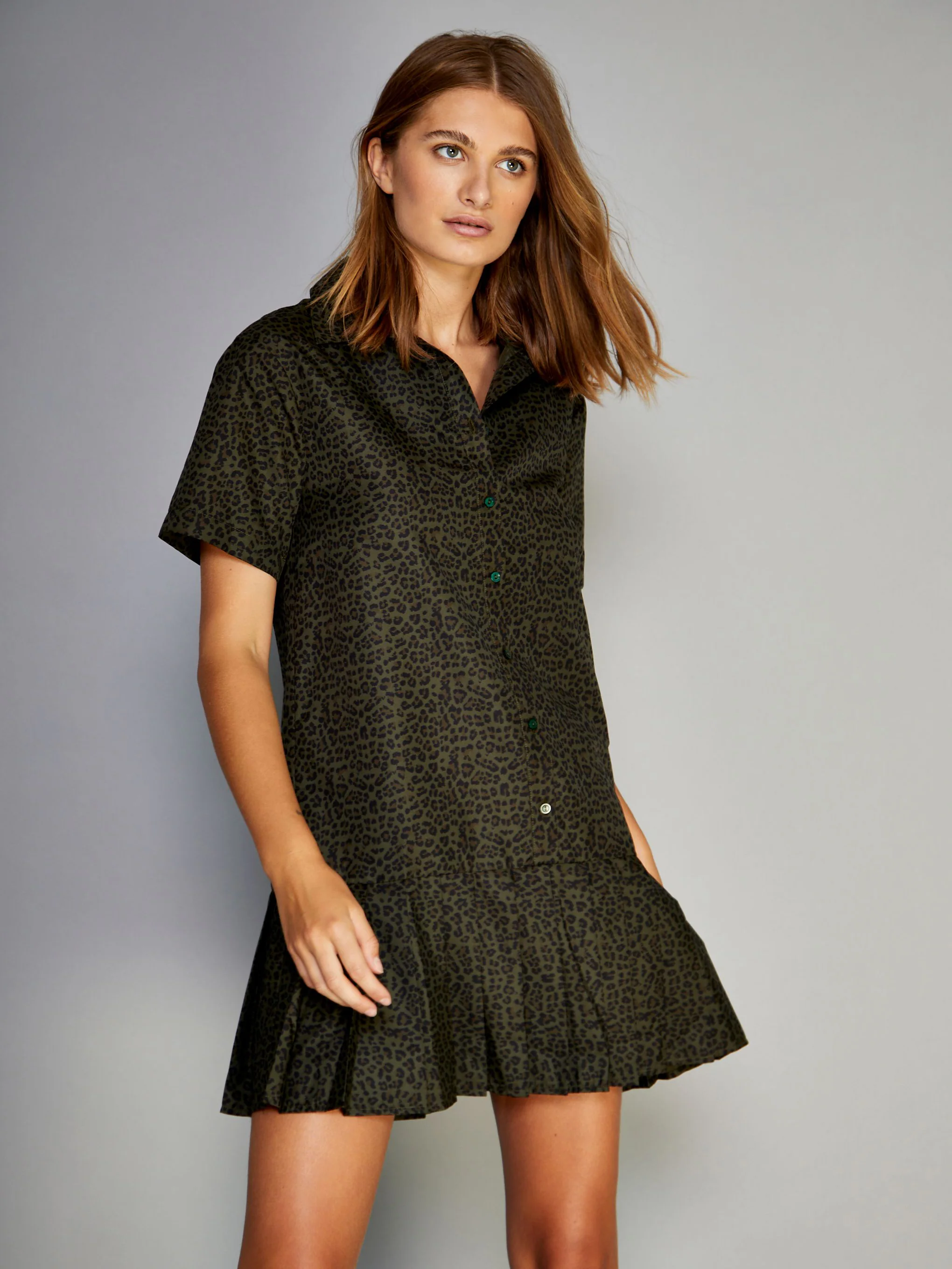 Glamorous Green Mini Leopard Shift Mini Dress - Image 2