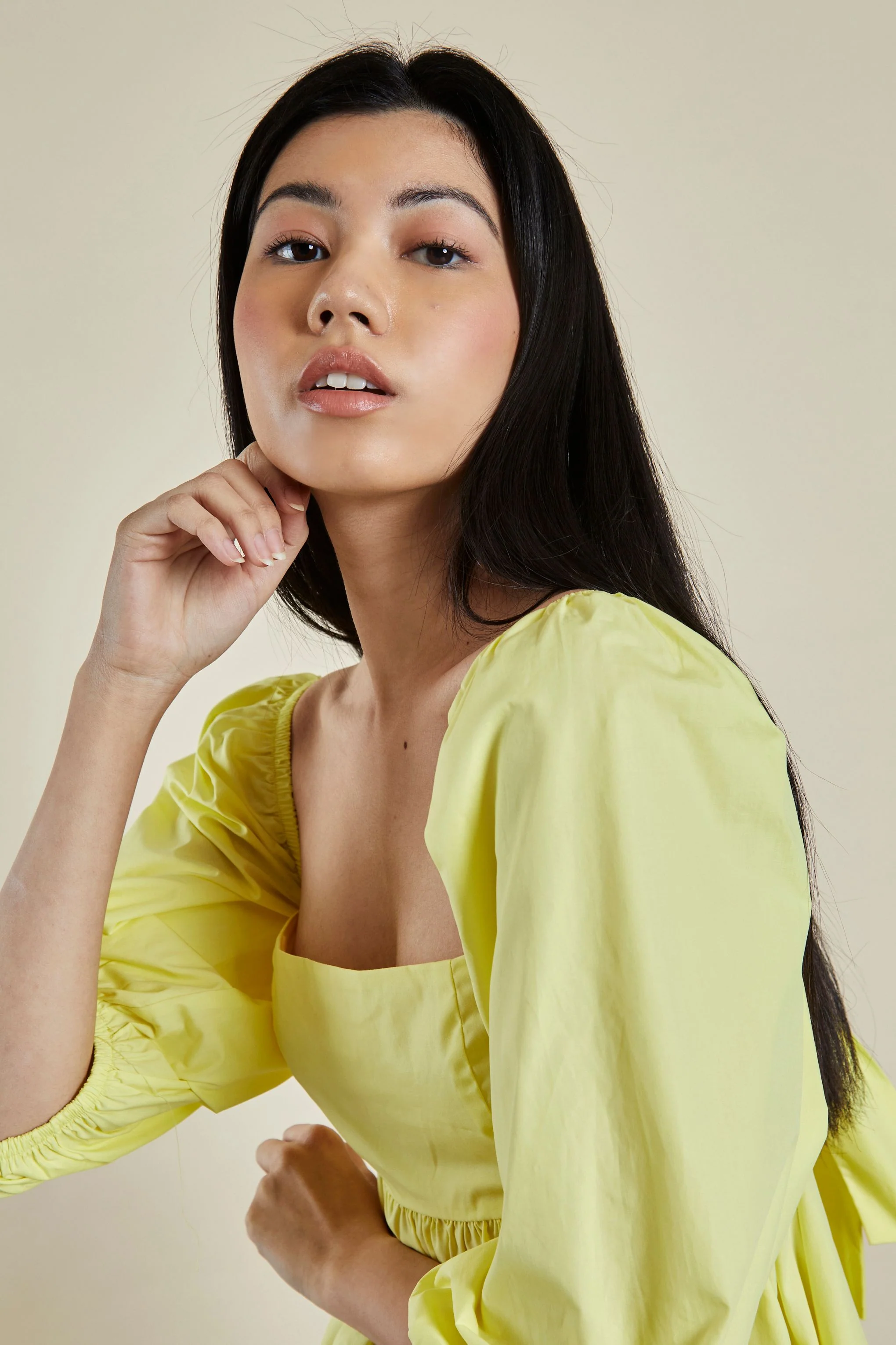Glamorous Yellow Puff shoulder Tie Back Mini Dress - Image 2