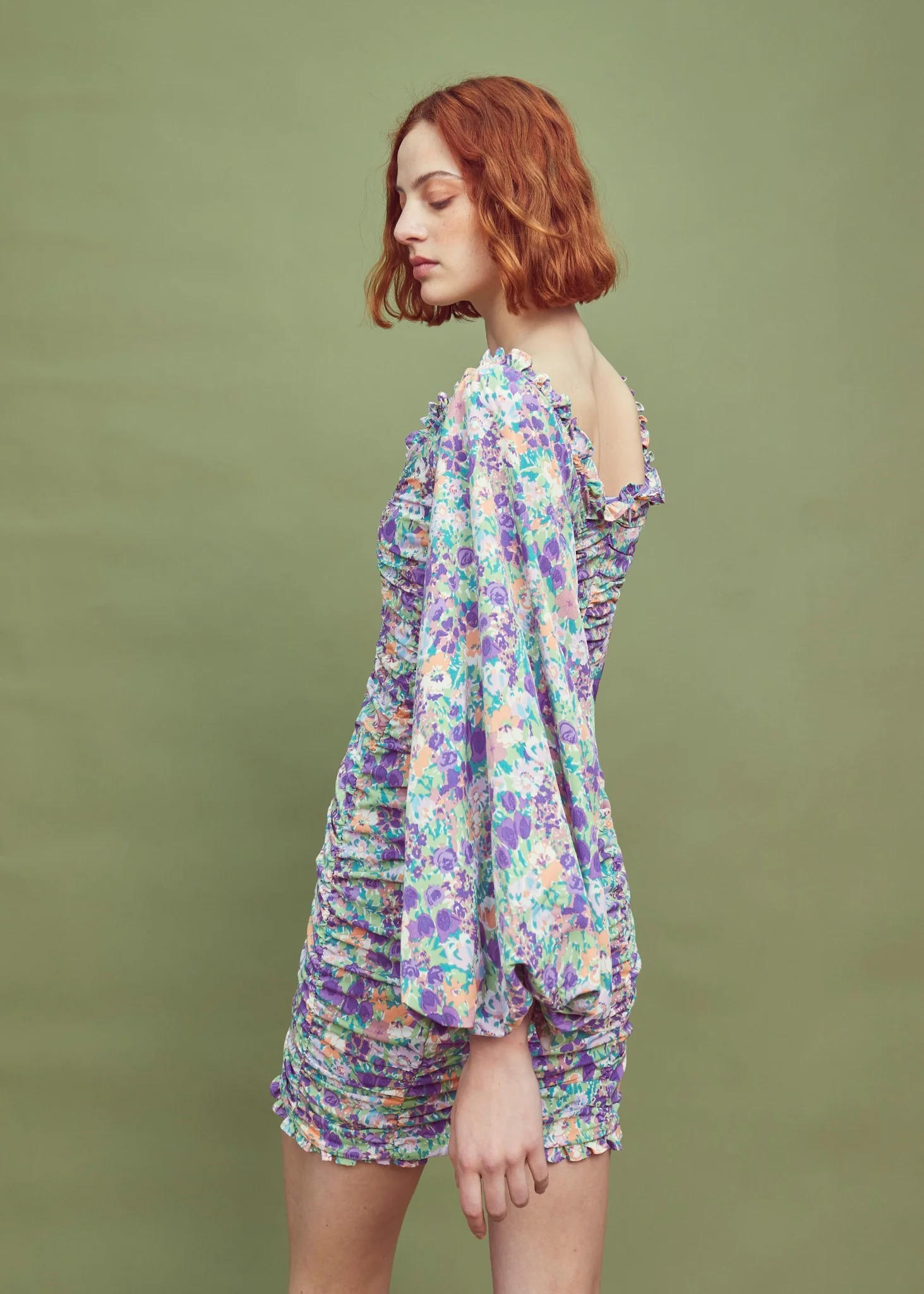 Lilac Garden-Floral Long Sleeve Mini Dress - Image 2