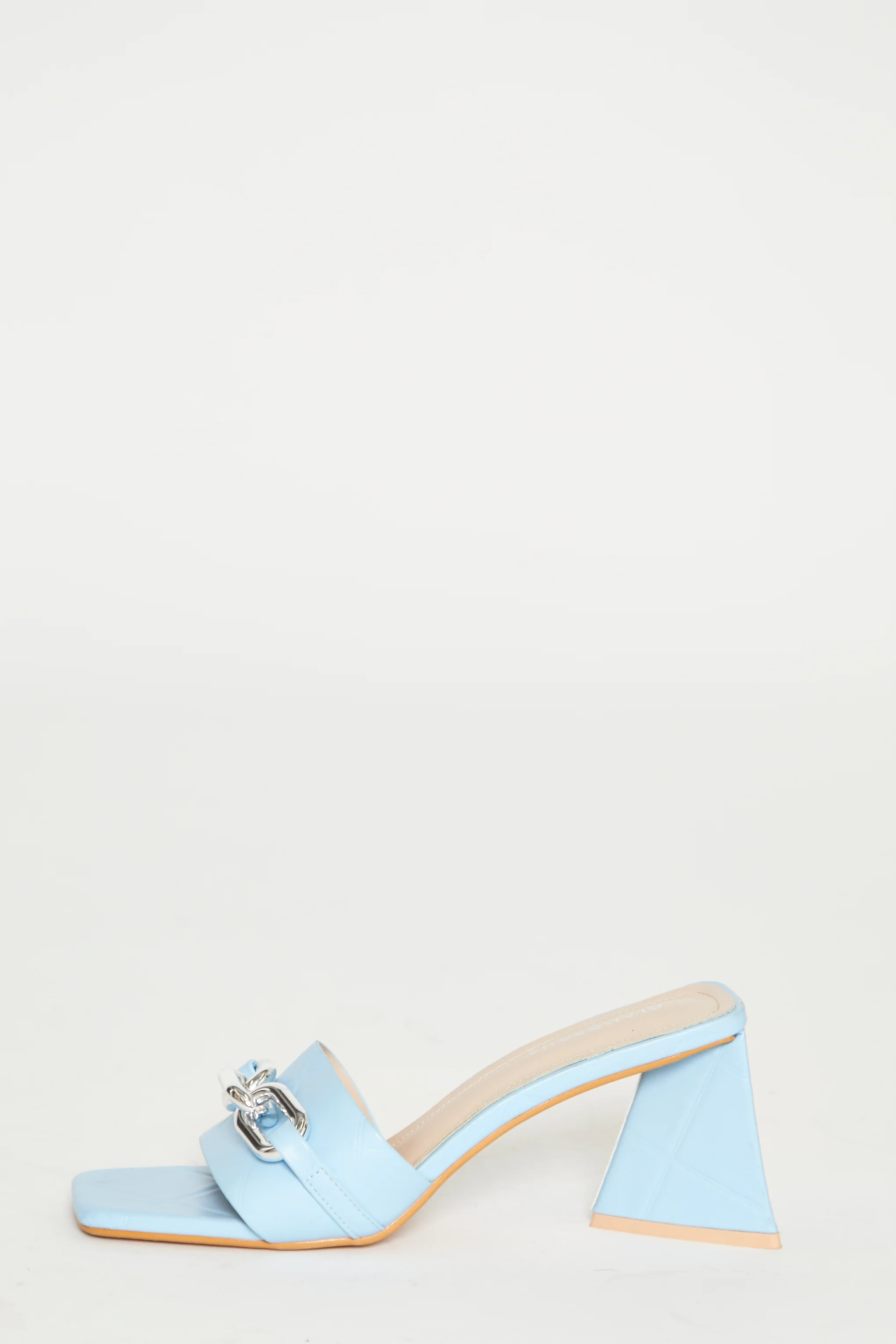 Glamorous Blue Quilted Square Toe Mules - Image 3
