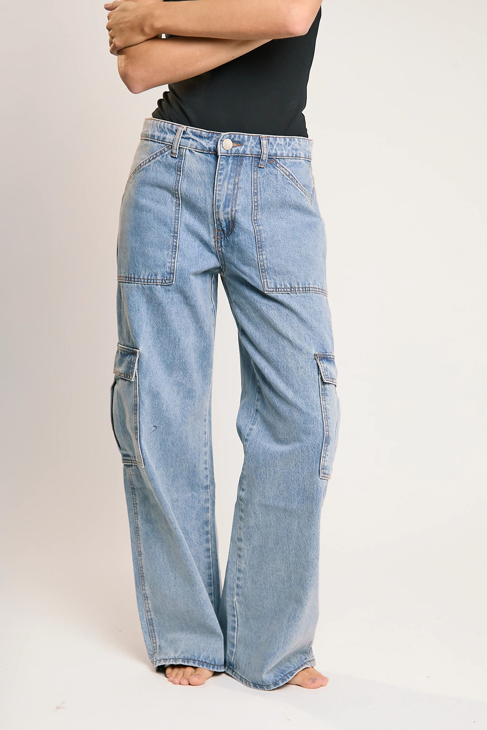 Mid Stonewash Cargo-Jeans - Image 3