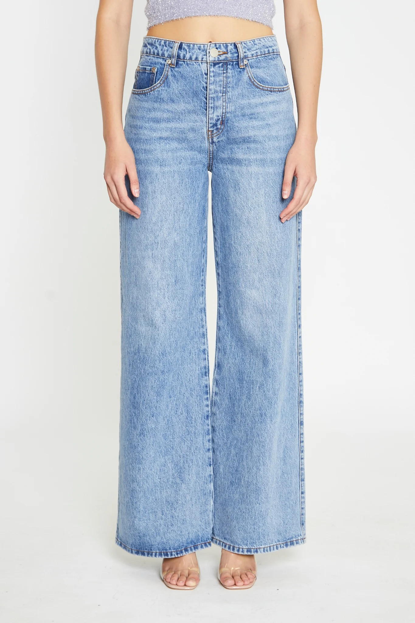 Mid Stonewash Wide-Leg Jeans - Image 4