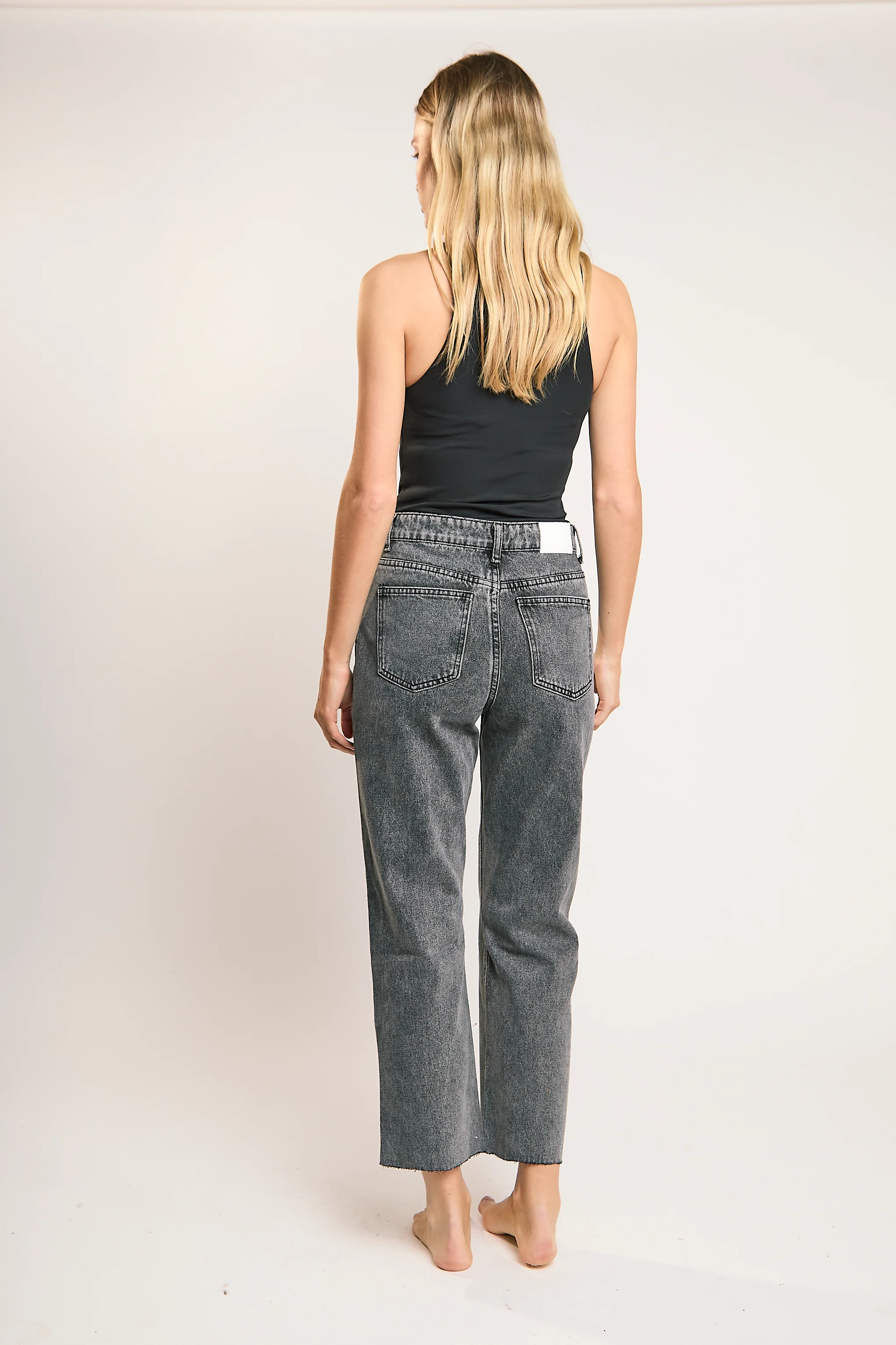Black Acid-Wash Straight Leg Jeans - Image 2