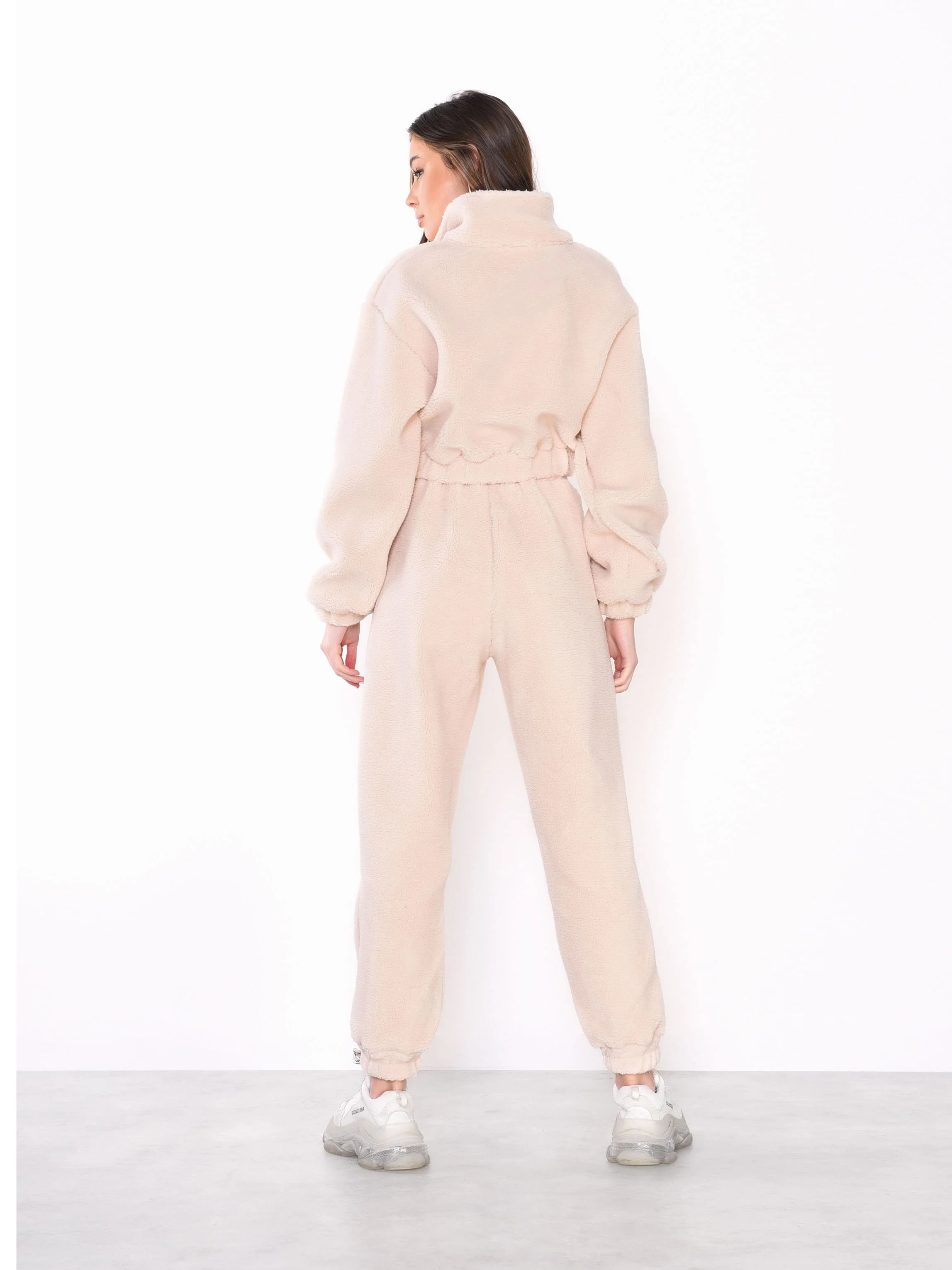 Glamorous Cream Teddy Fur High Waisted Joggers - Image 3